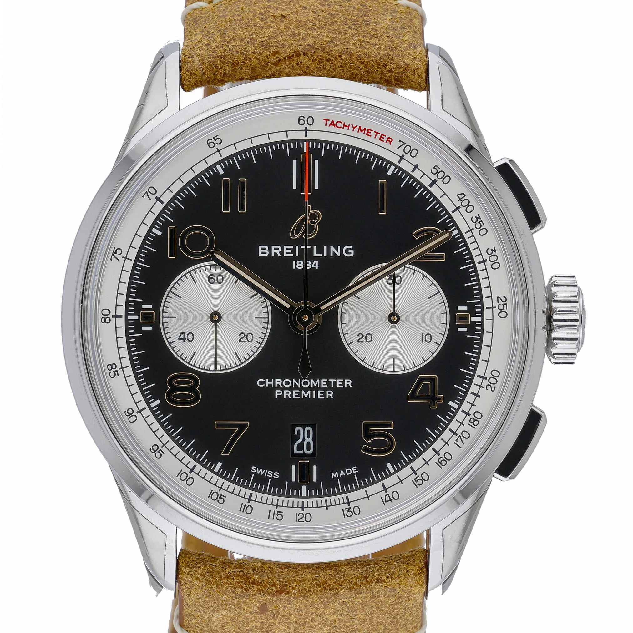 Breitling Premier B01 Chronograph 42 AB0118A21B1X1 with black dial and steel case