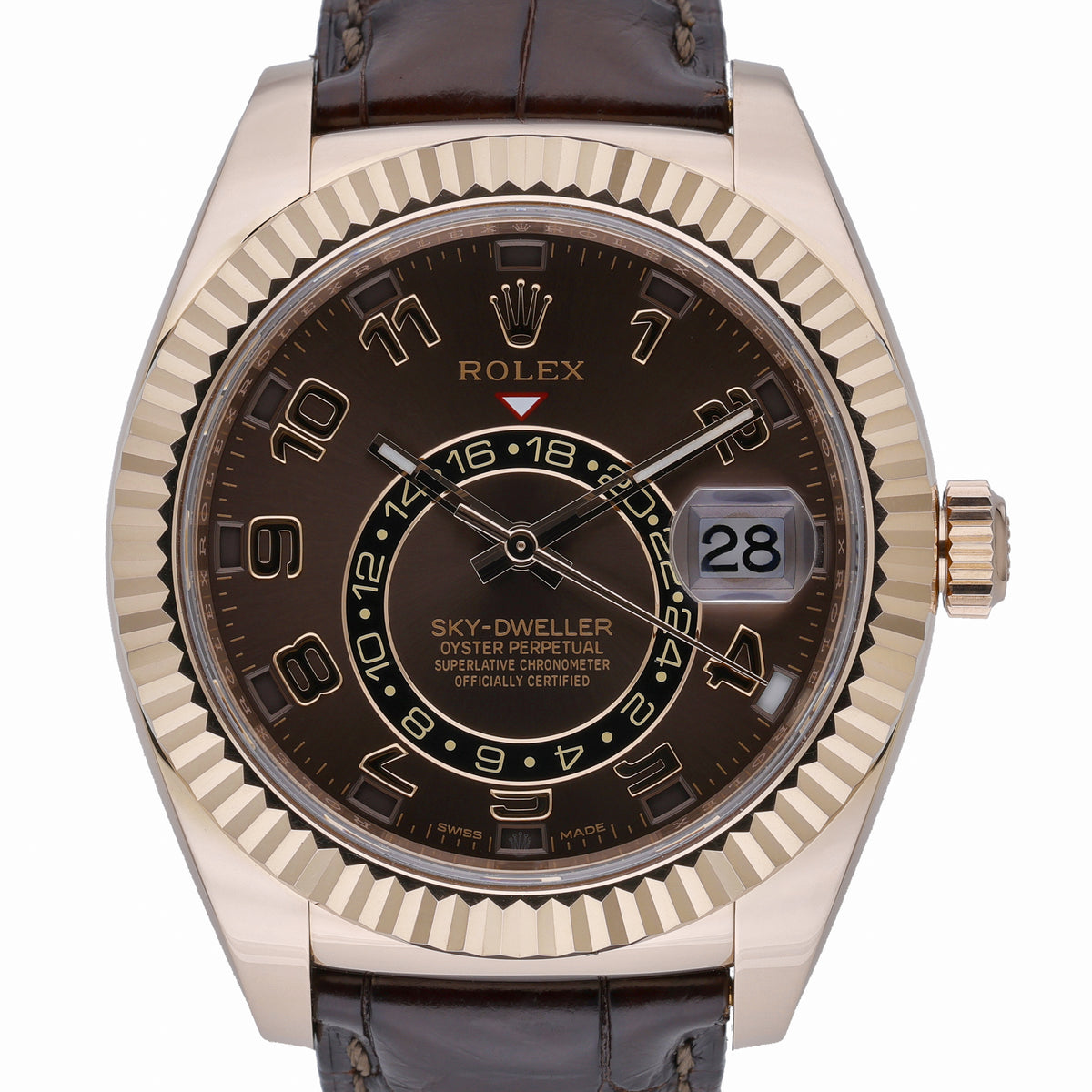 Rolex Sky-Dweller 326135 with chocolate dial and 18ct rose gold case