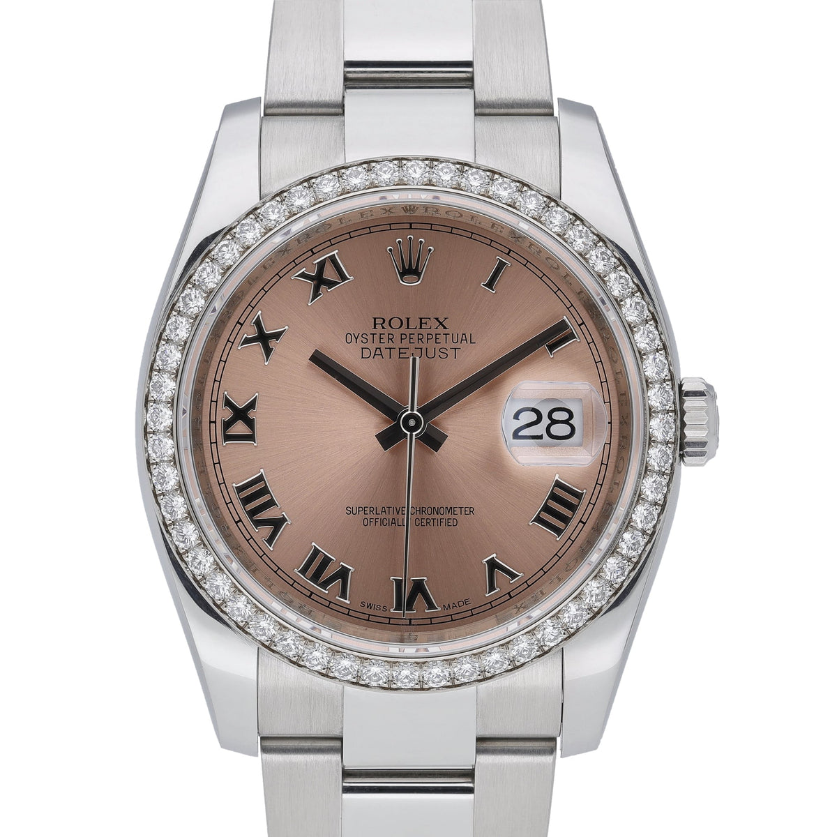 Rolex Datejust 116244 with salmon dial and oystersteel case
