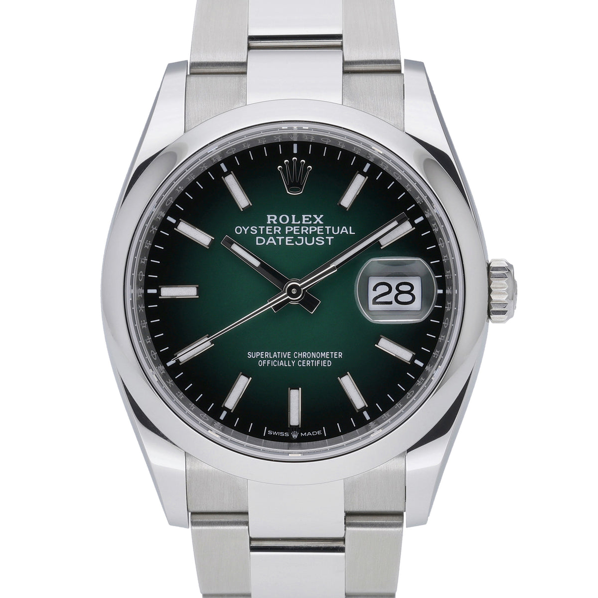 Rolex Datejust 126200 with green ombré dial and oystersteel case