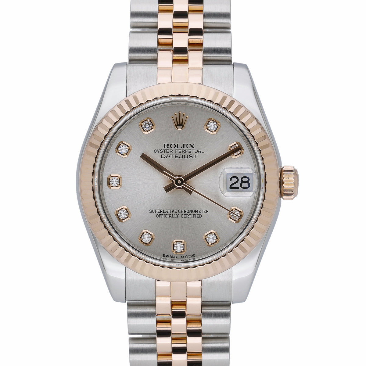 Rolex Datejust 31 178271 with silver dial and steel & rose gold case