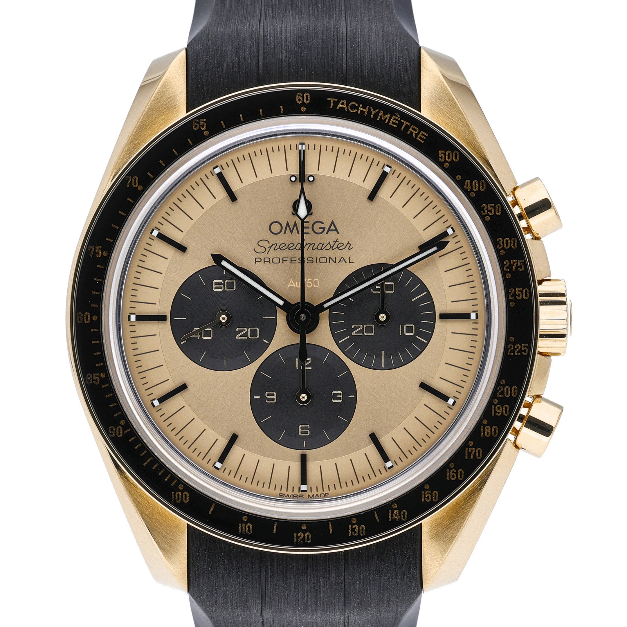 Omega Moonshine 310.62.42.50.99.001 with champagne dial and 18ct yellow gold case