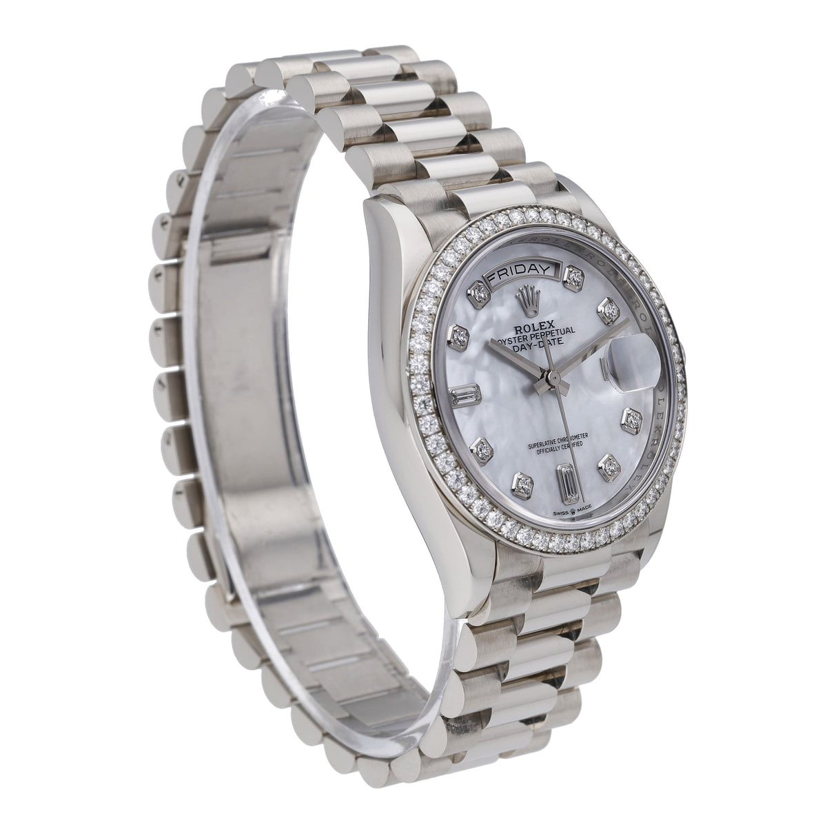 Rolex Day-Date 128349RBR with mop diamond dial dial and 18ct white gold case - product image 4