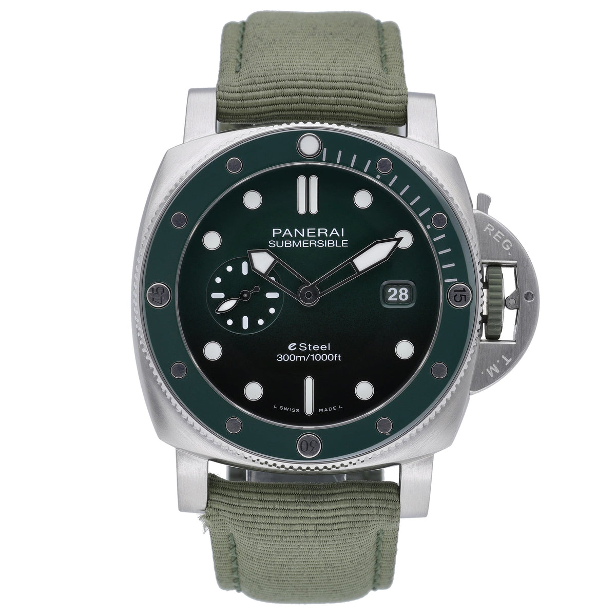 Panerai Submersible QuarantaQuattro PAM01287 with green dial and brushed esteel case - product image 2