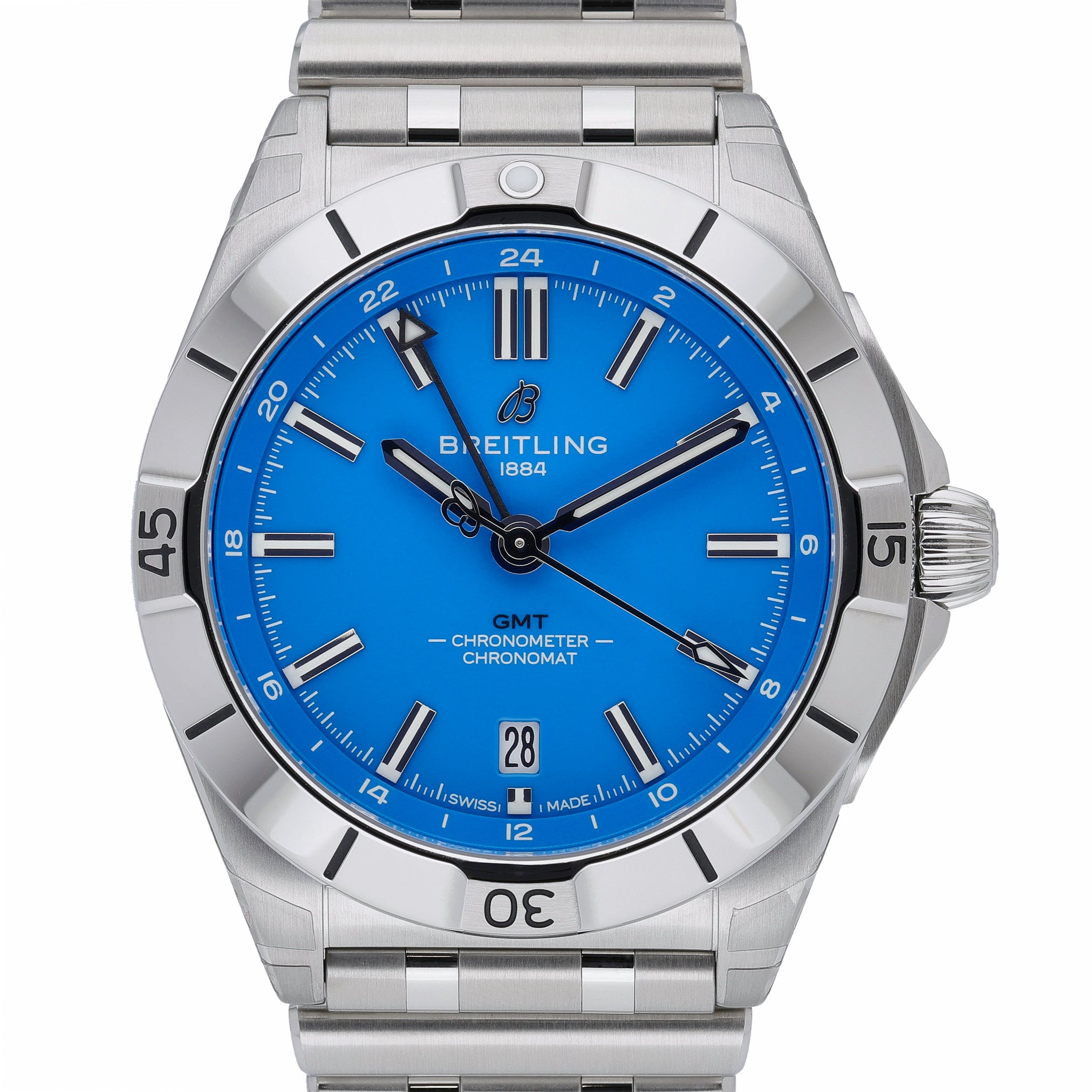 Breitling NFL Carolina Panthers A32398 with blue dial and steel case