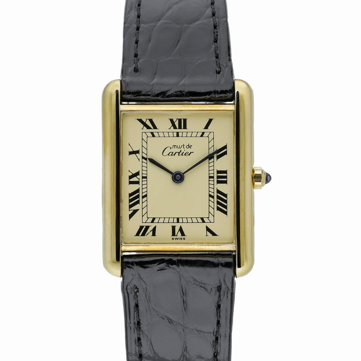 Cartier Tank Vermeil 81006 with champagne dial and gold plated case