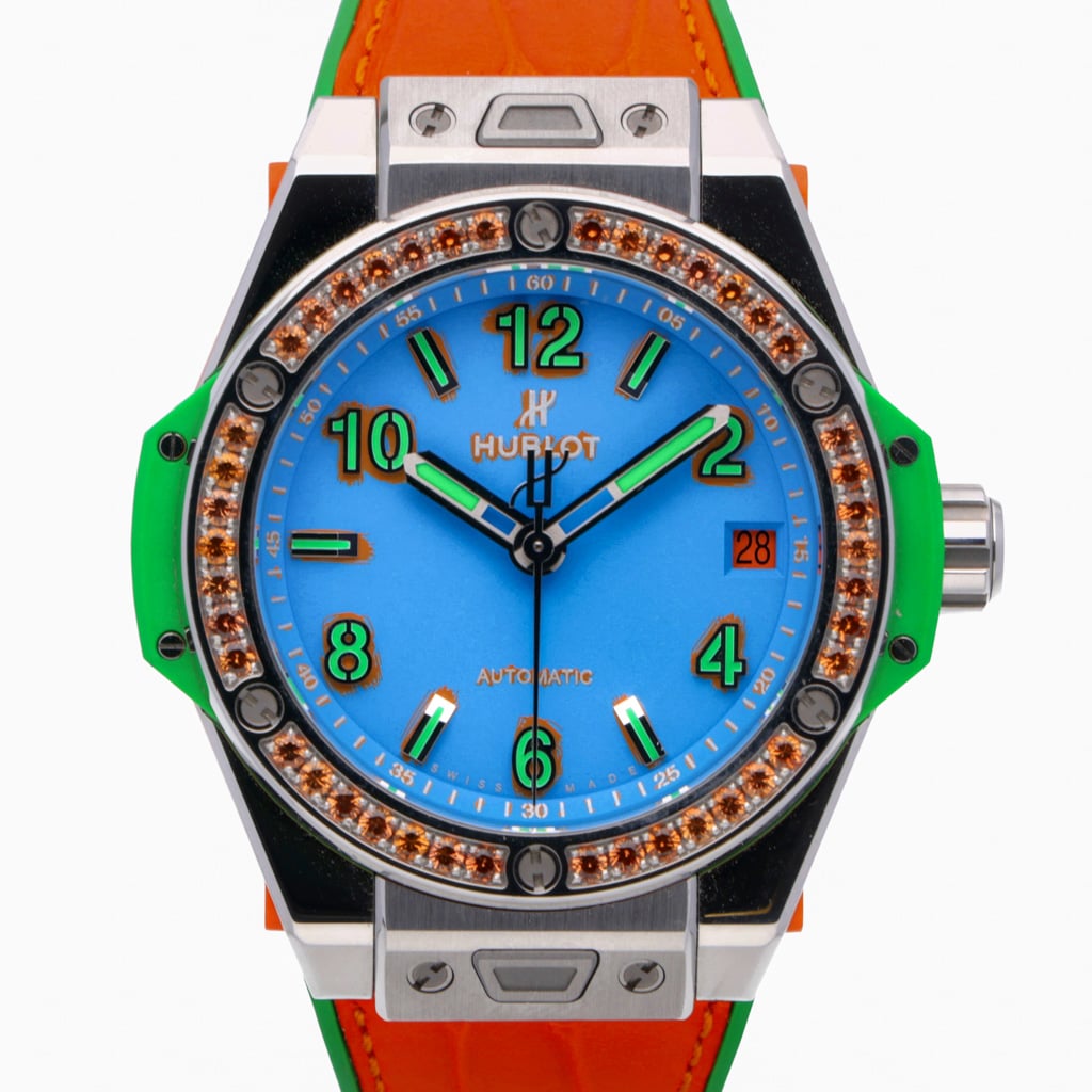 Hublot Big Bang One Click Pop Art 465.SO.5179.LR.1206.POP16 with blue dial and steel case