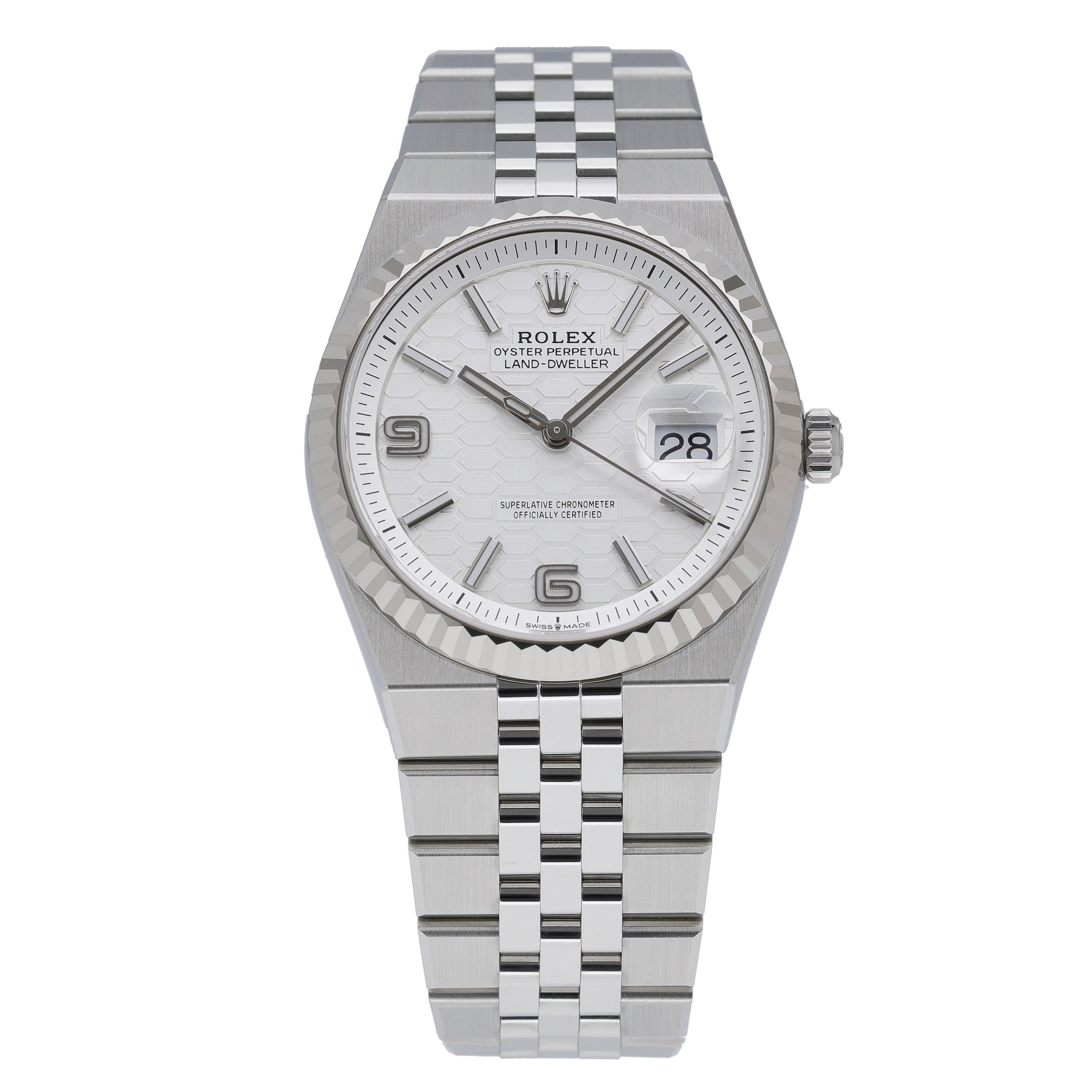 Rolex Land-Dweller 36 127234 with intense white, honeycomb motif dial and steel & white gold case - product image 3