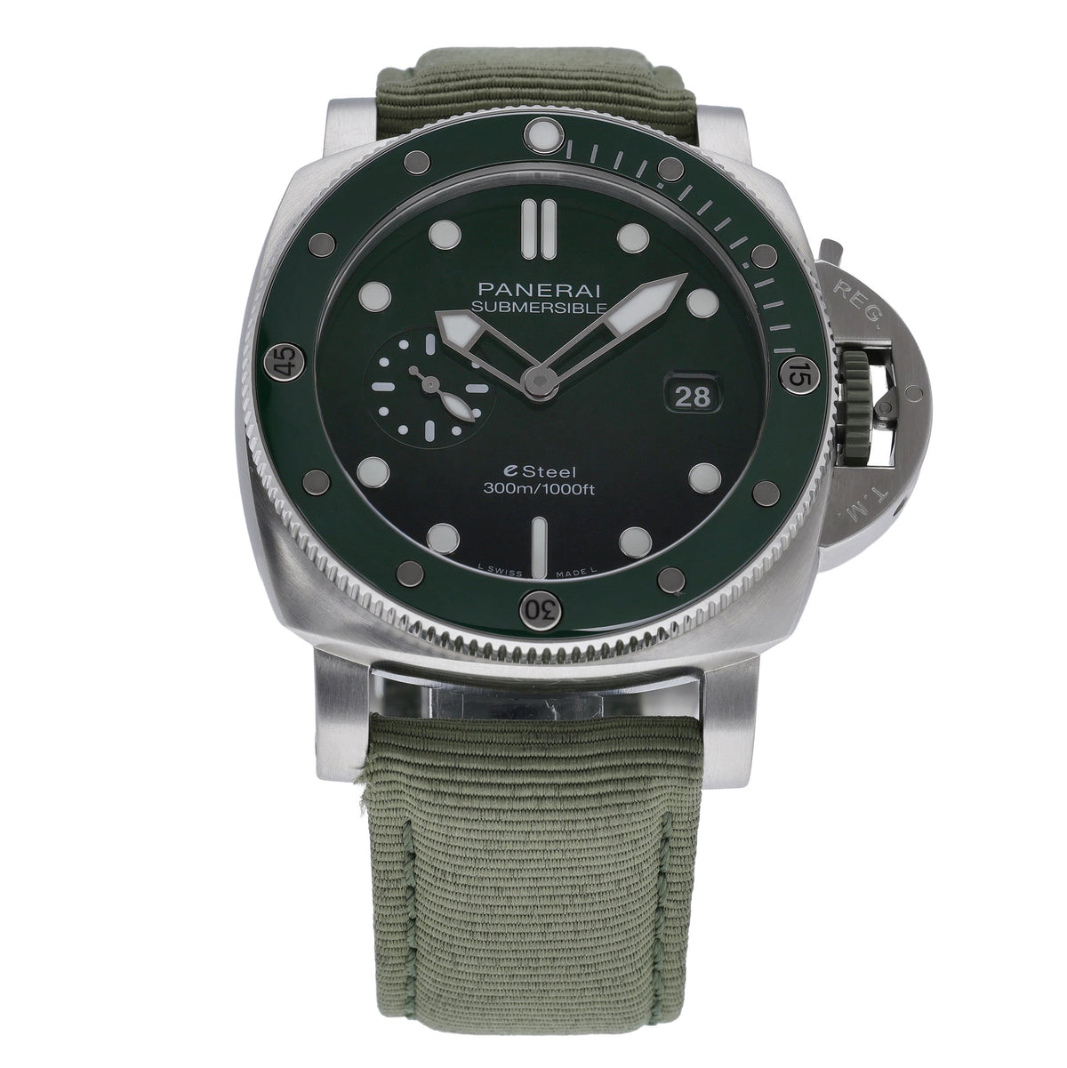 Panerai Submersible QuarantaQuattro PAM01287 with green dial and brushed esteel case - product image 3