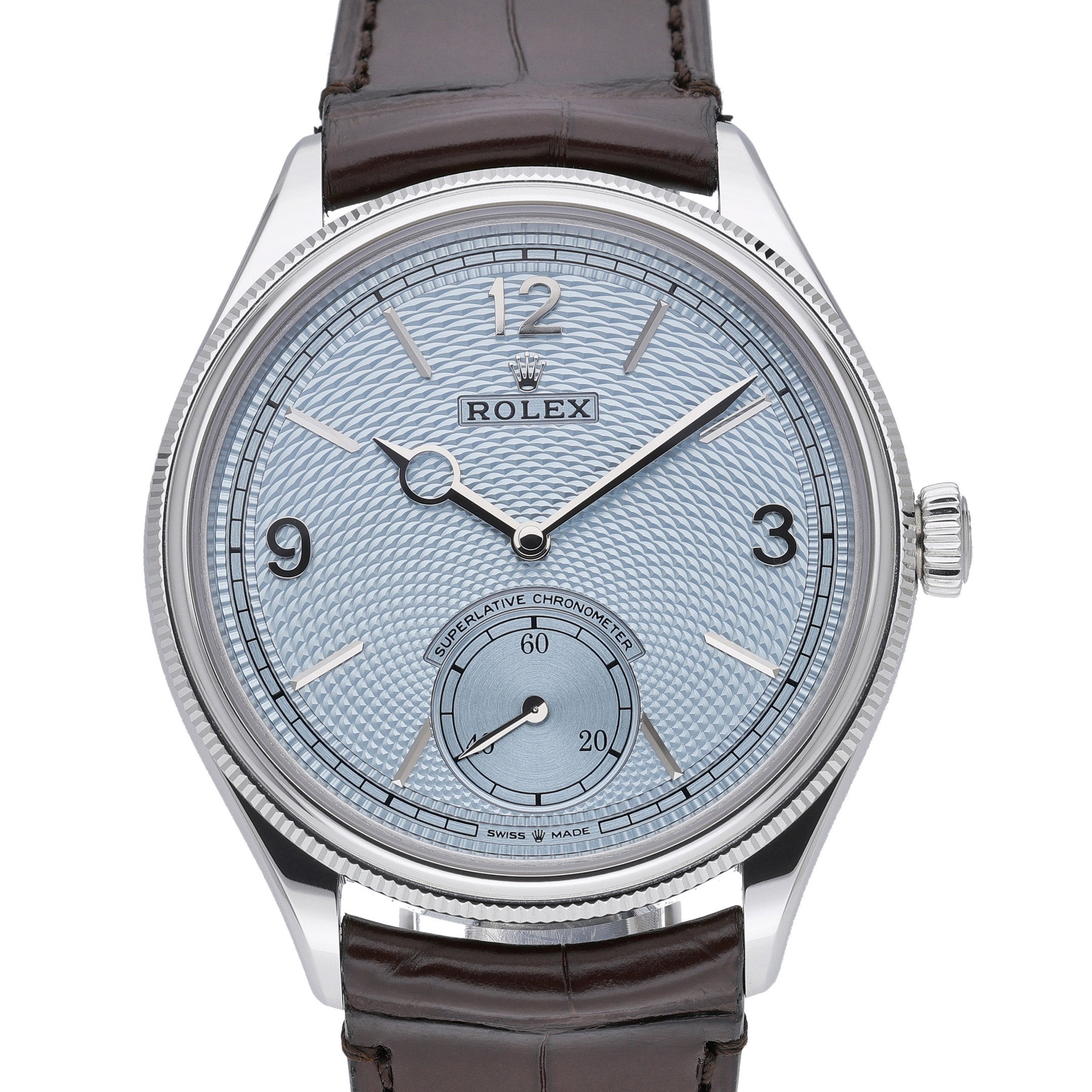 Rolex 1908 52506 with ice blue dial and platinum case