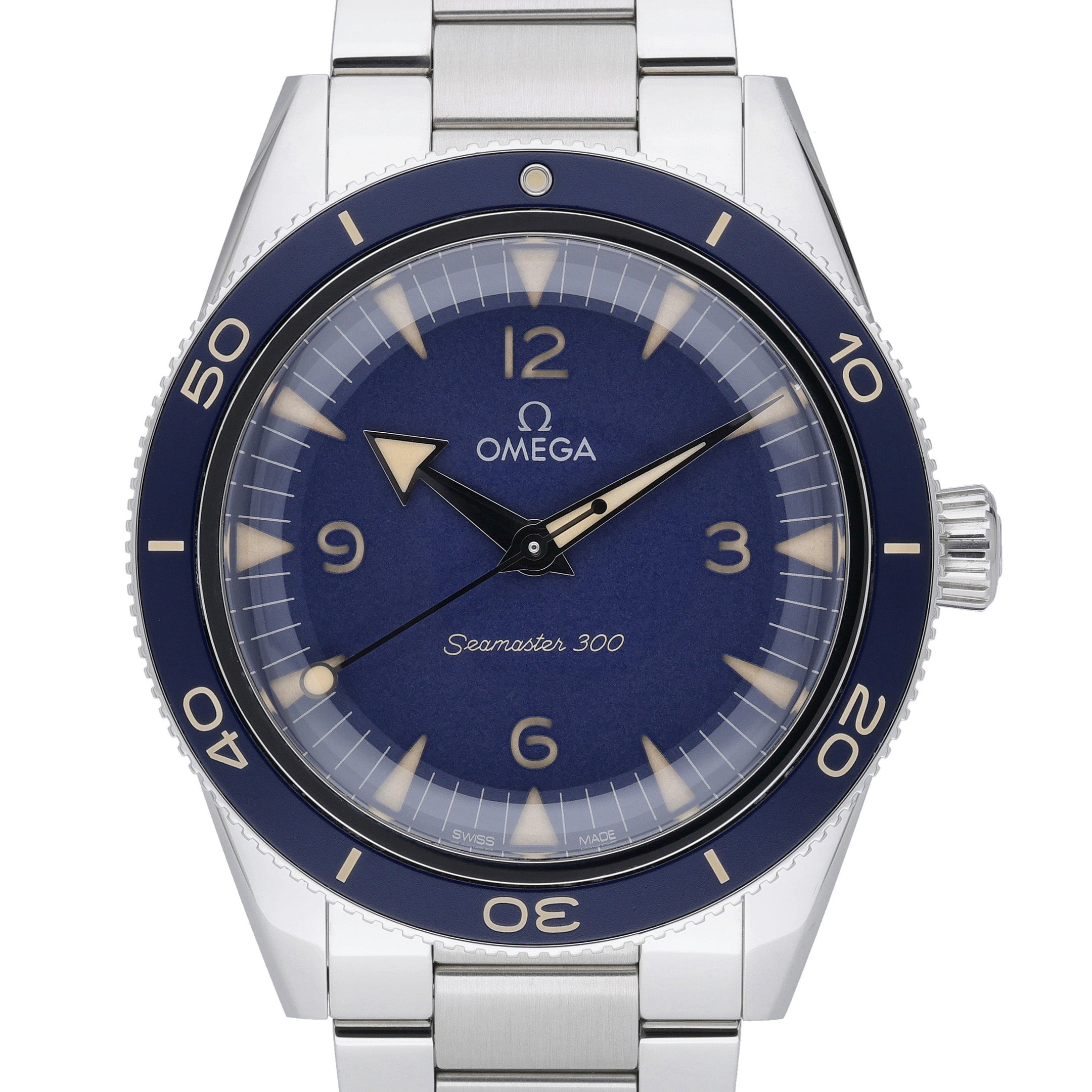Omega Seamaster 300 234.30.41.21.03.001 with blue dial and steel case