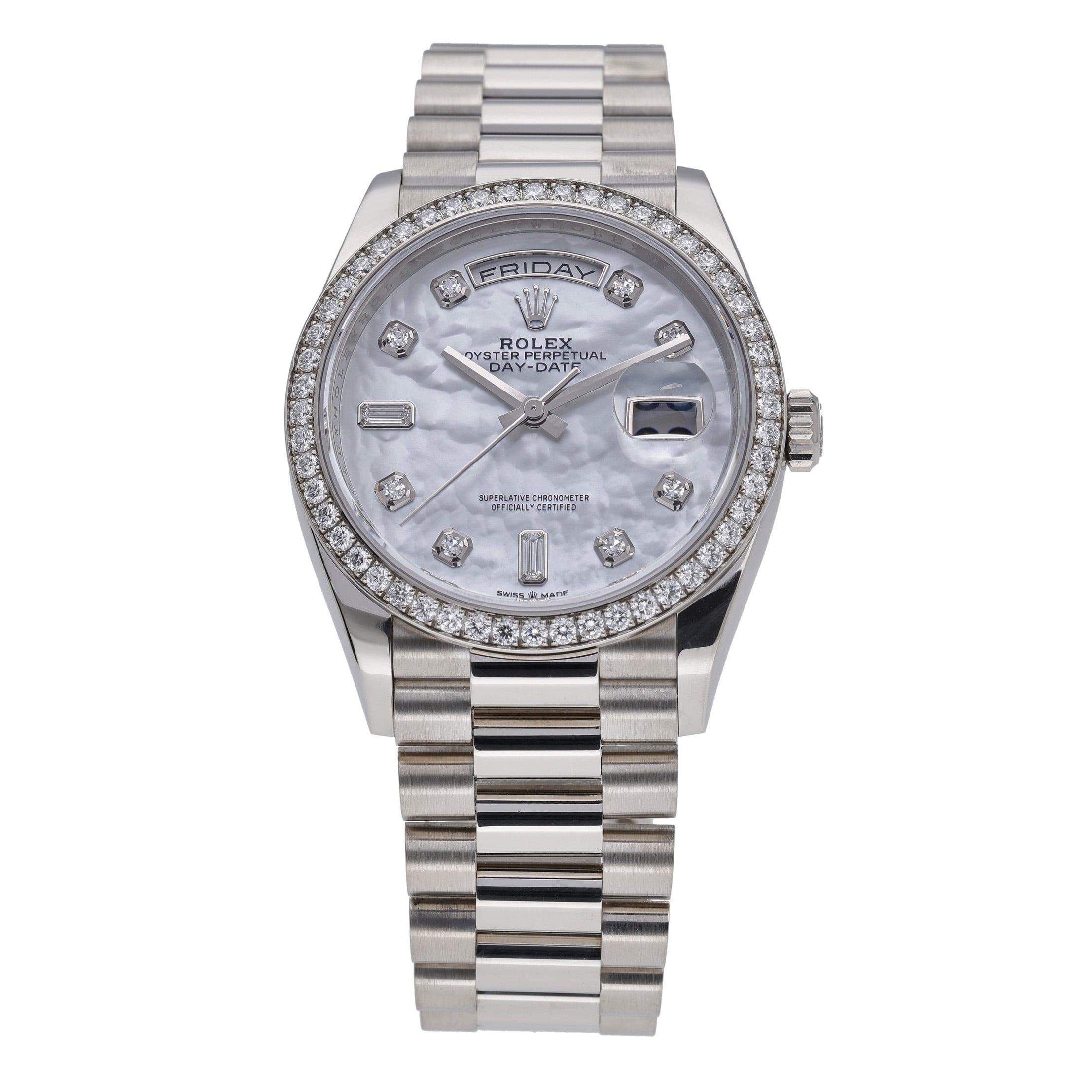 Rolex Day-Date 128349RBR with mop diamond dial dial and 18ct white gold case - product image 3