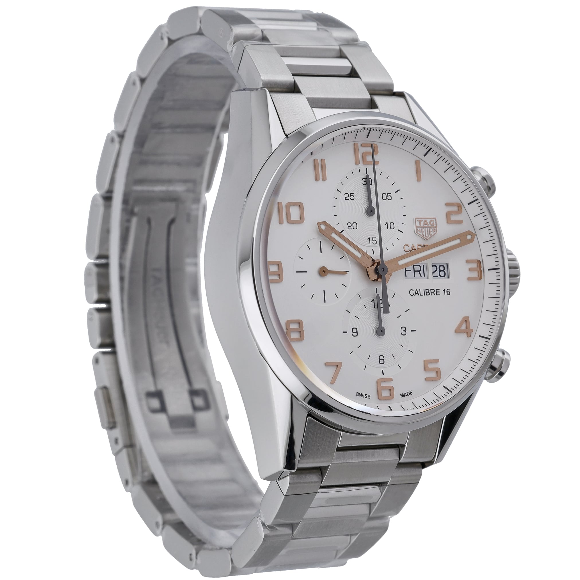 Tag Heuer Calibre 16 CV2A1AC with white dial and steel case - product image 4