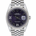 Rolex Datejust 126234 with aubergine set with diamonds dial and steel & white gold case