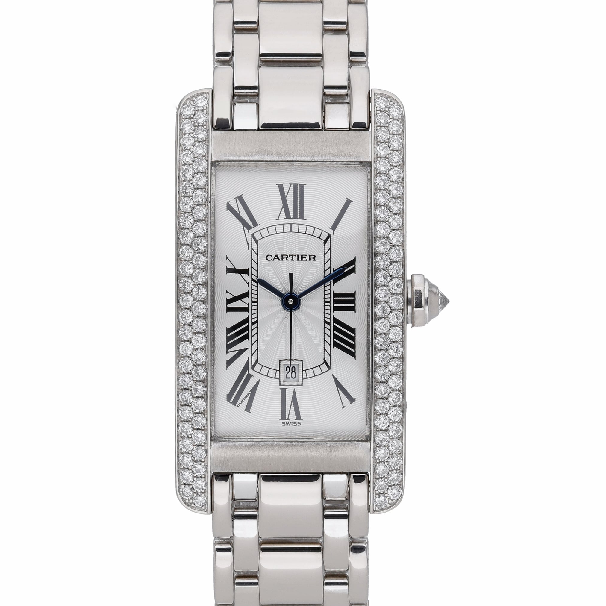 Cartier Tank Americaine 1726 with silver dial and 18ct white gold case