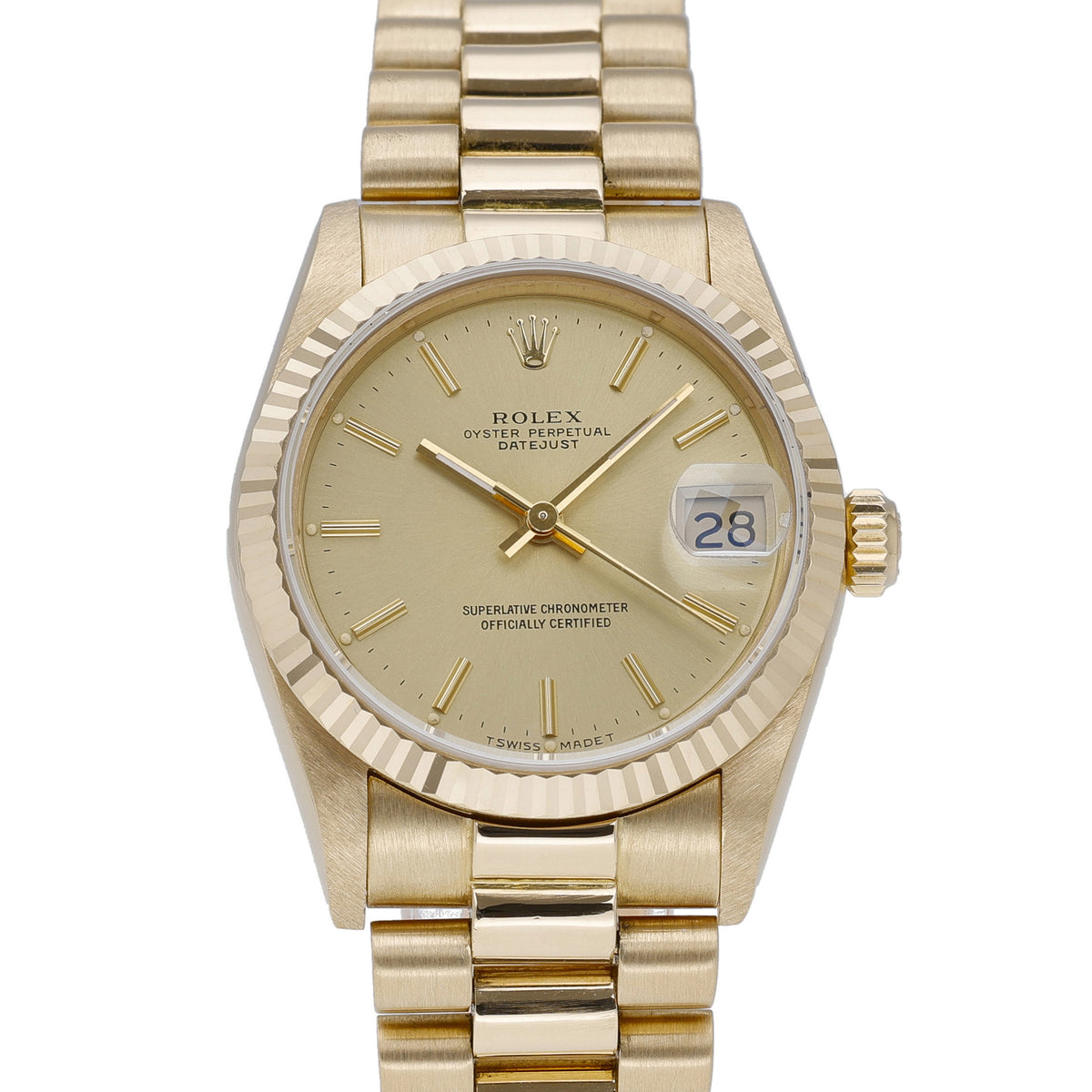 Rolex Datejust 31 68278 with champagne dial and 18ct yellow gold case