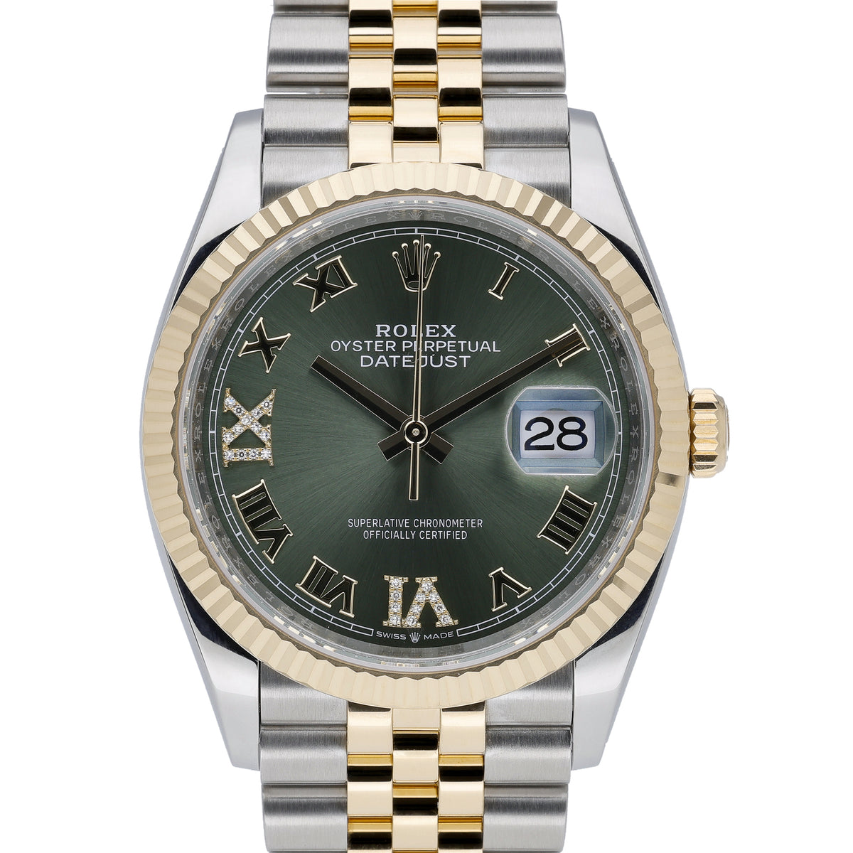 Rolex Datejust 126233 with green dial and steel & yellow gold case