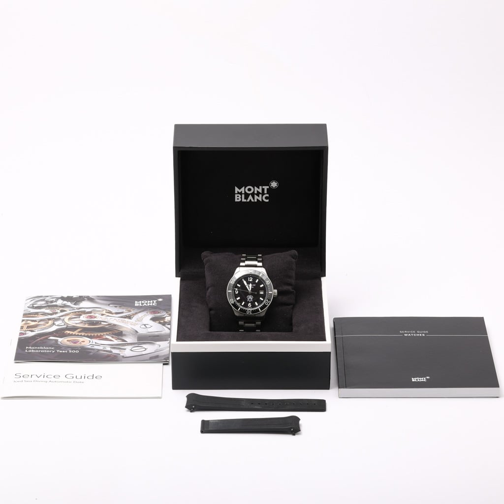 Montblanc 1858 Iced Sea Automatic Date 129372 with black dial and steel case