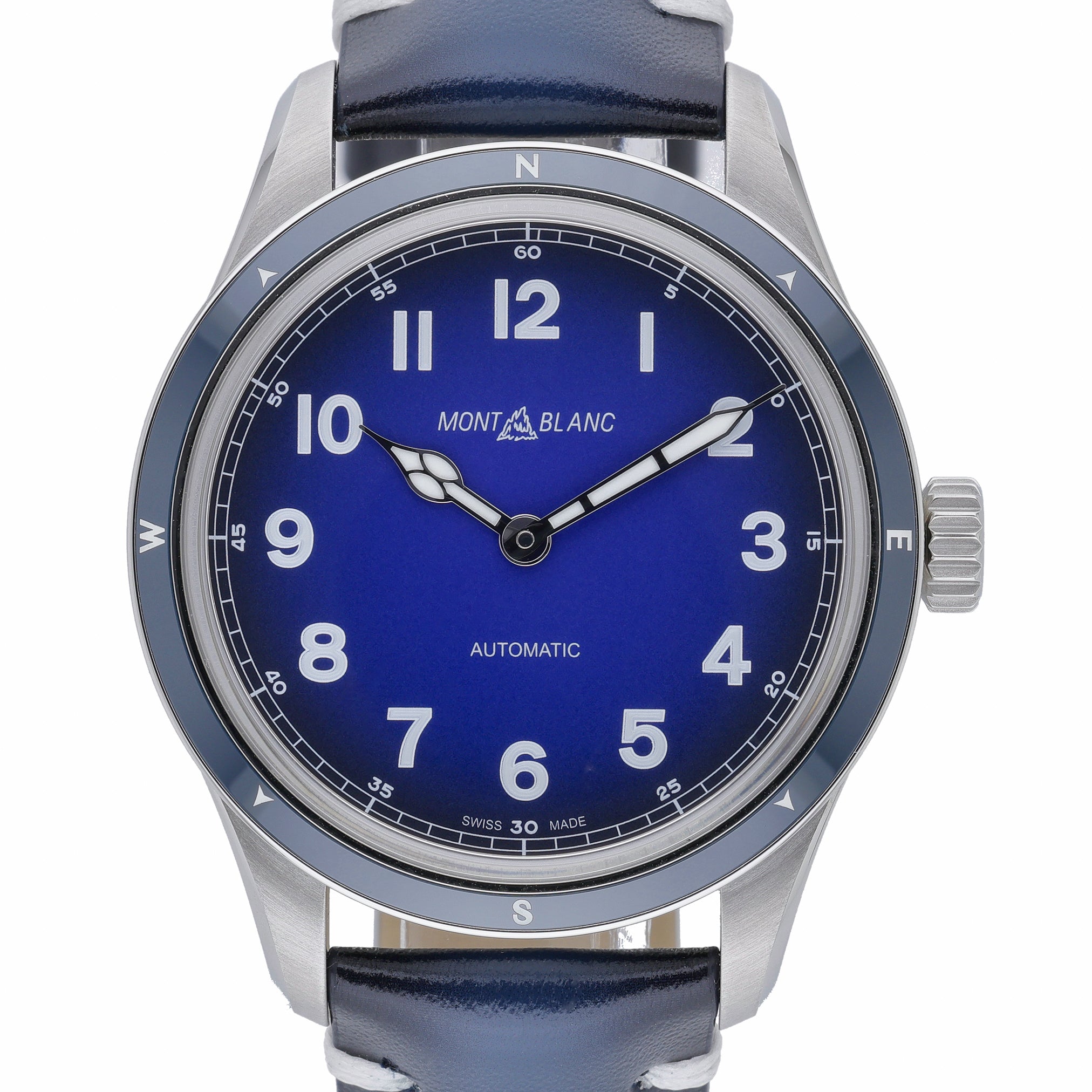 Montblanc 1858 MB126758 with blue dial and steel case