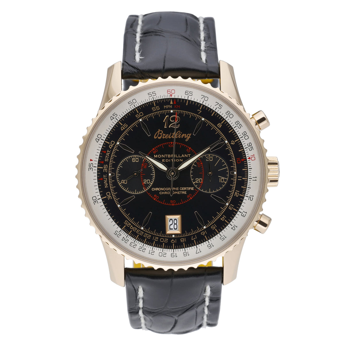 Breitling Navitimer Montbrillant H48330 with black dial and 18ct rose gold case - product image 2