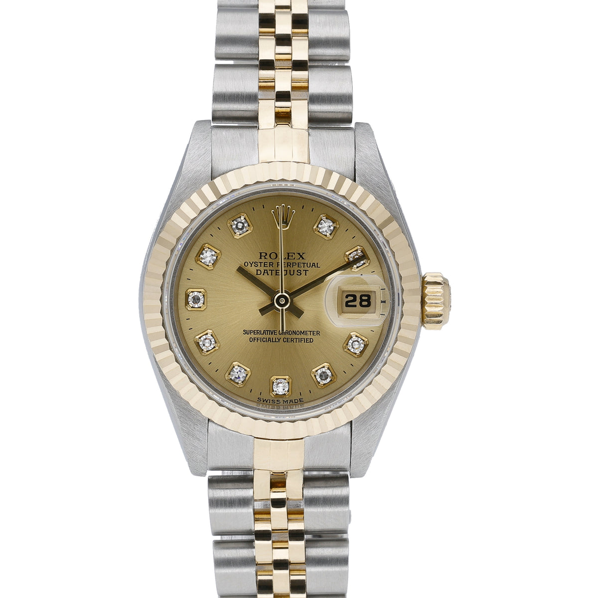 Rolex Datejust 69173 with champagne dial and steel & yellow gold case