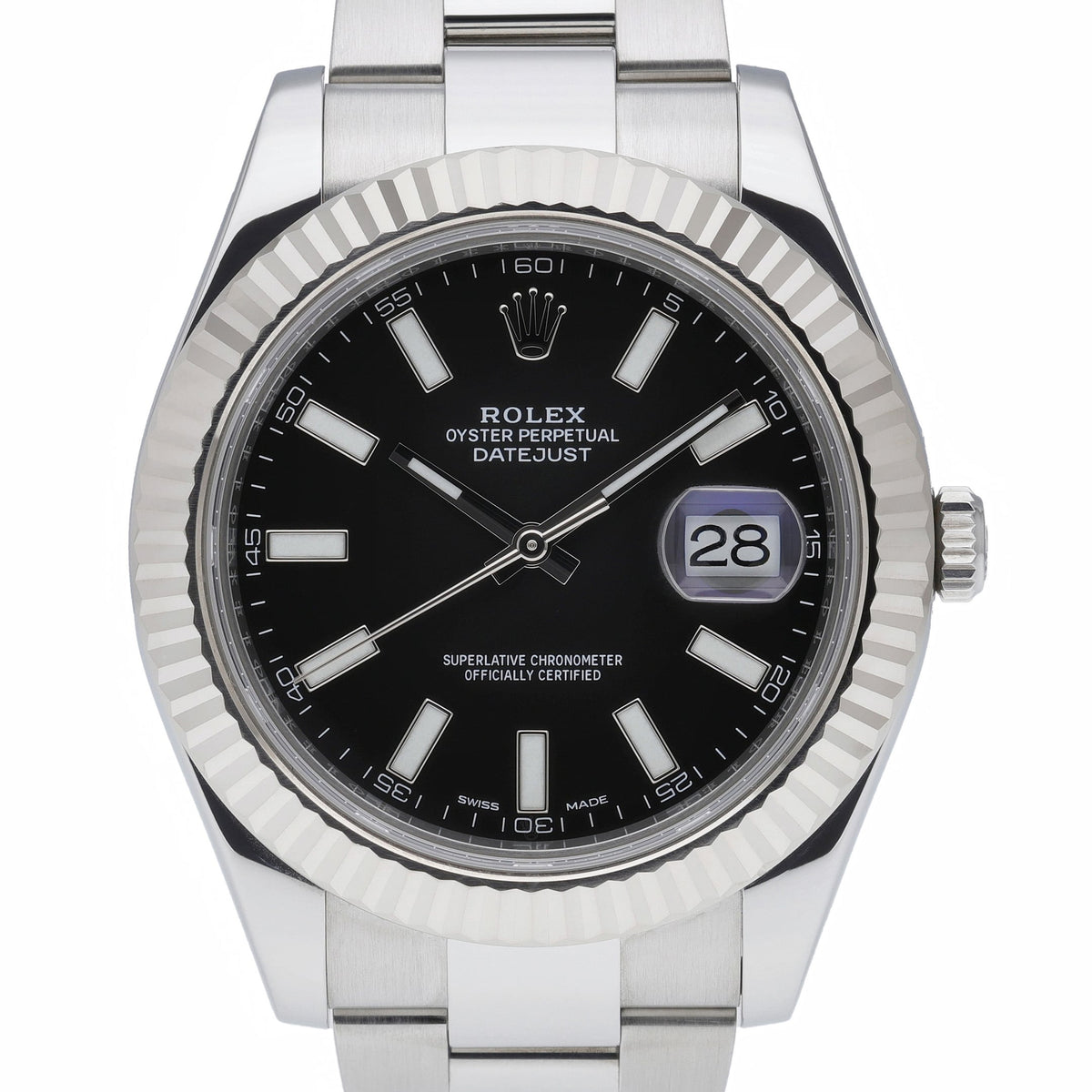 Rolex Datejust II 116334 with black dial and steel & white gold case