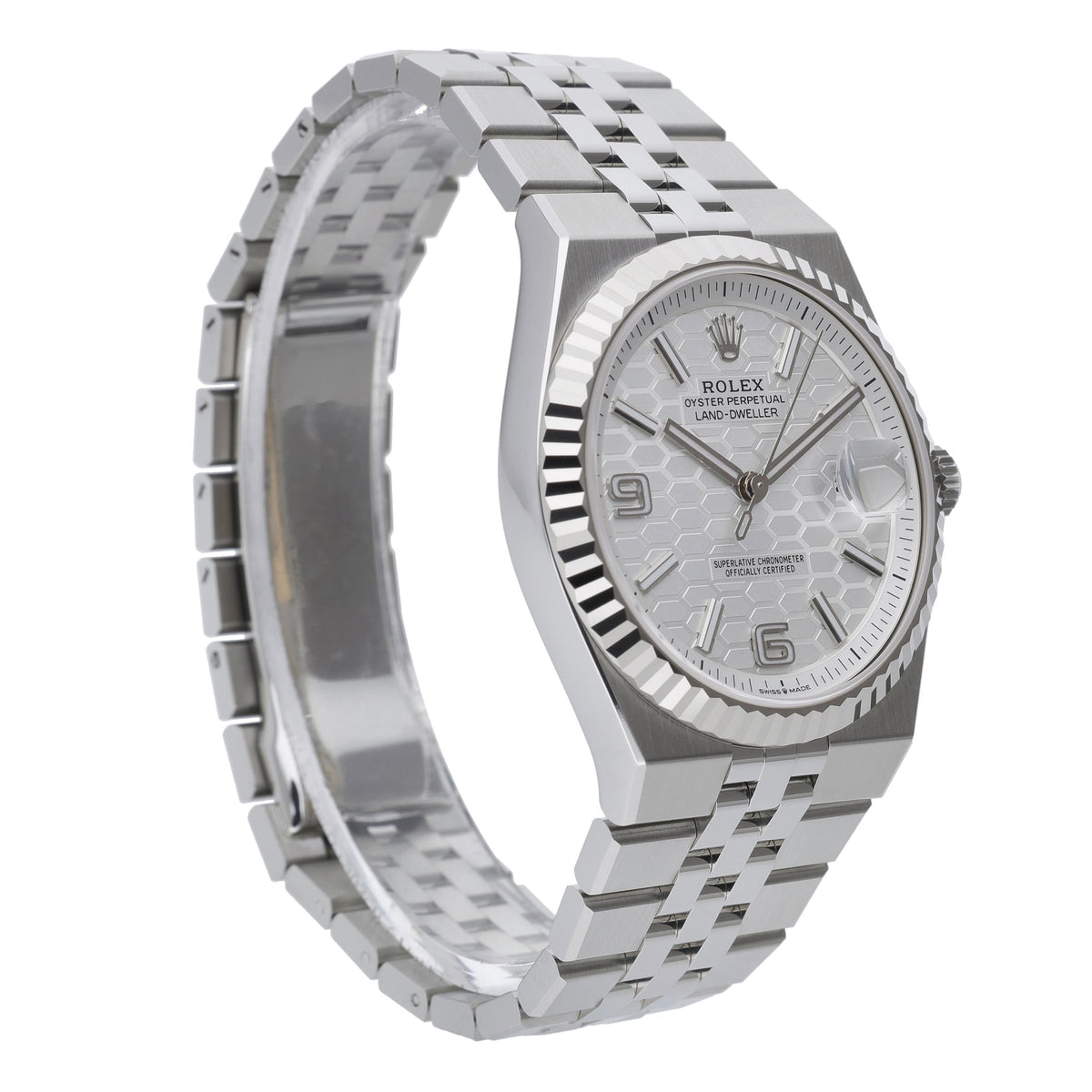Rolex Land-Dweller 40 127334 with intense white, honeycomb motif dial and steel & white gold case - product image 4
