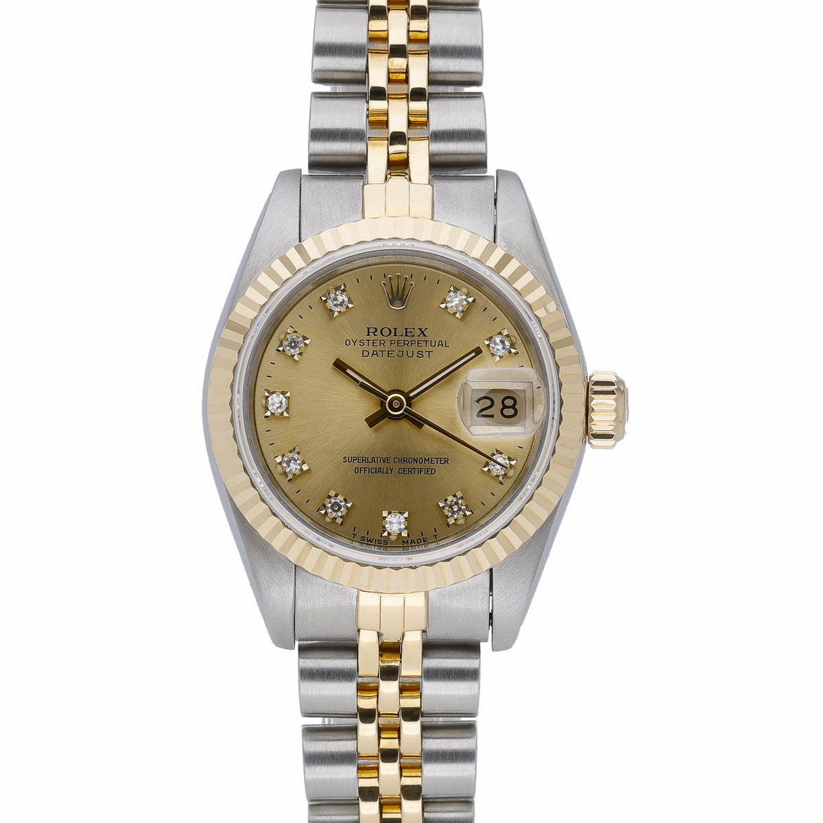 Rolex Datejust 26 69173 with champagne dial and steel & yellow gold case