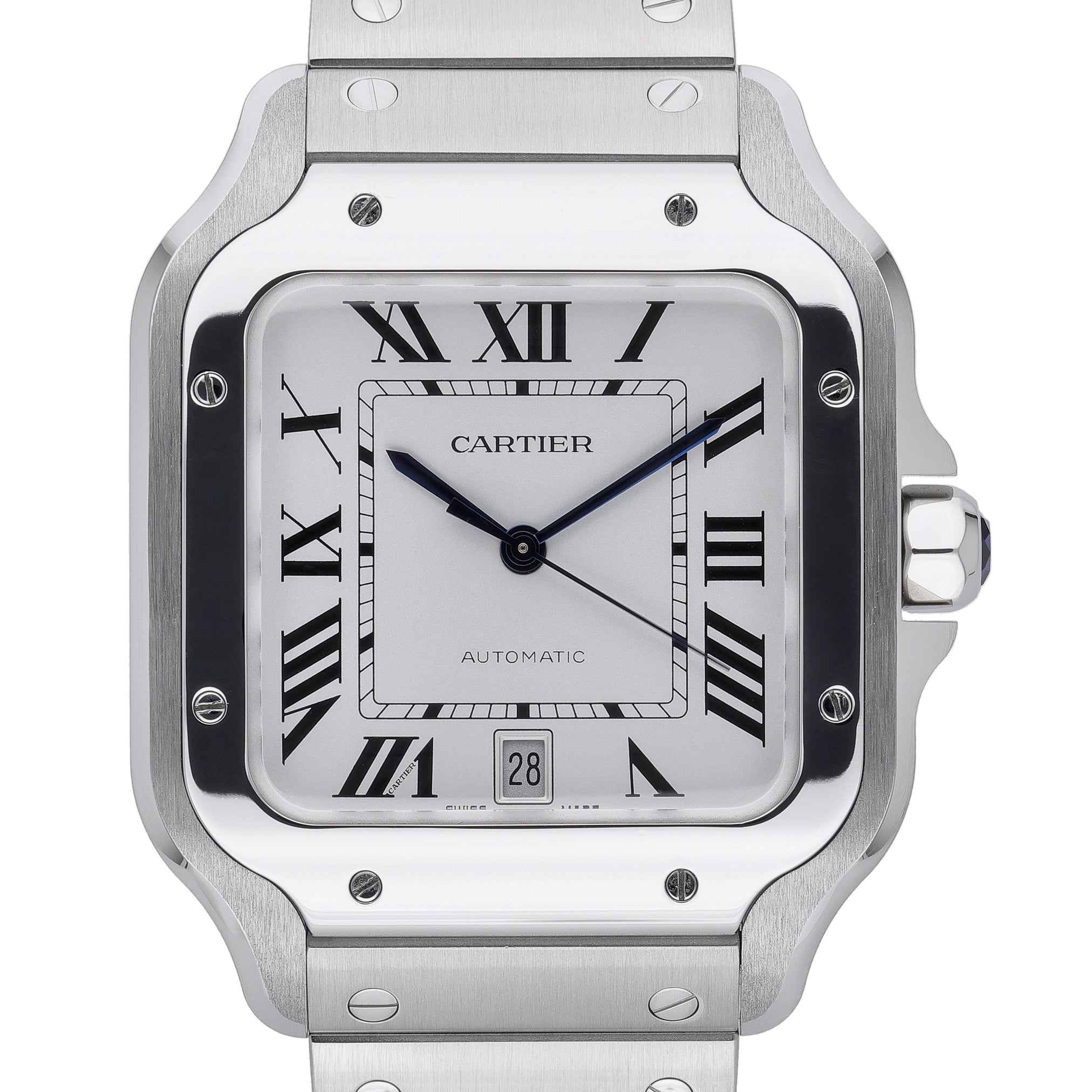 Cartier Santos WSSA0018 with silver dial and steel case