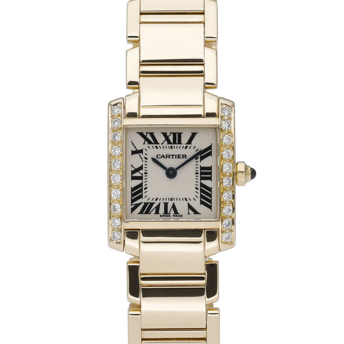 Cartier Tank Francaise 1820 with white dial and 18ct yellow gold case