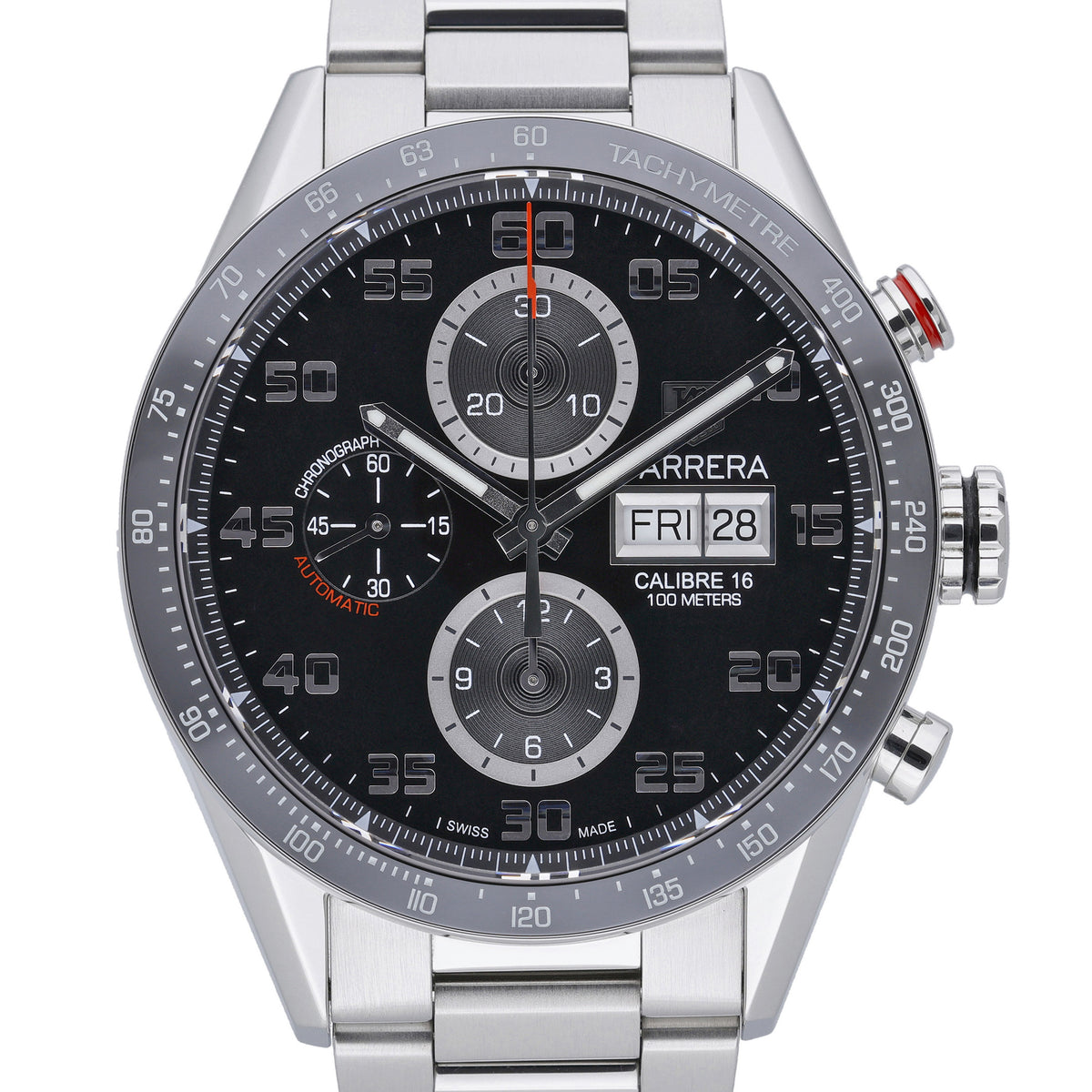 Tag Heuer Calibre 16 CV2A1R.BA0799 with black dial and steel case