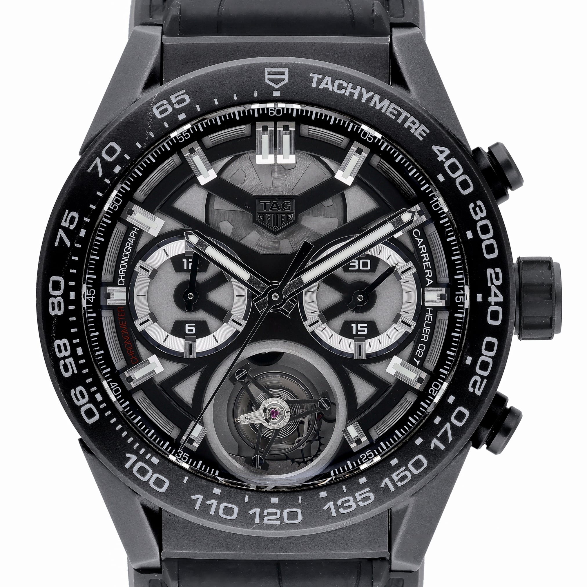 Tag Heuer Carrera 02T Tourbillon Chronograph CAR5A90.FC6415 with black dial and ceramic case
