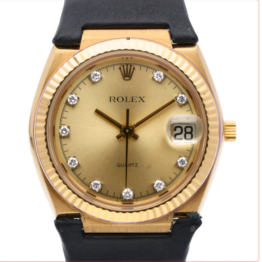 Rolex Quartz Texano 5100 with champagne dial and 18ct yellow gold case