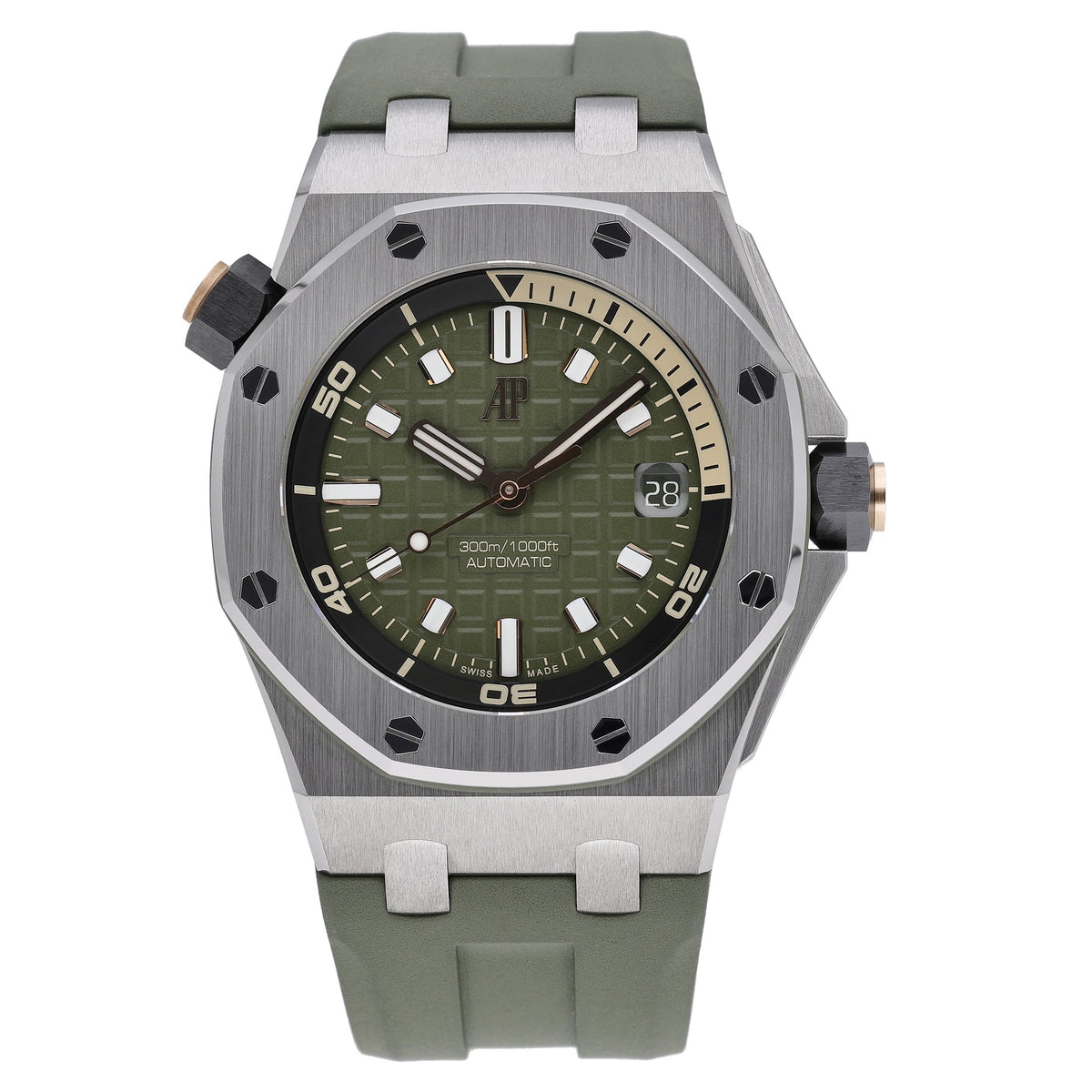 Audemars Piguet Royal Oak Offshore Diver 15720ST.OO.A052CA.01 with khaki dial and steel case - product image 2