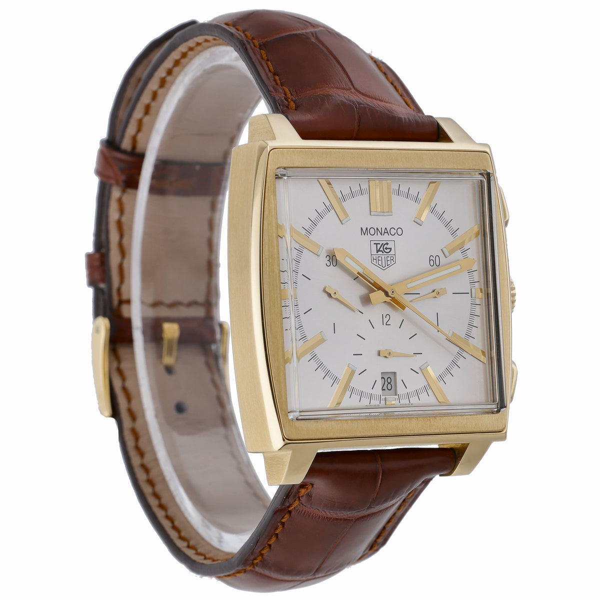 Tag Heuer Monaco CW5140 with silver dial and 18ct yellow gold case - product image 4