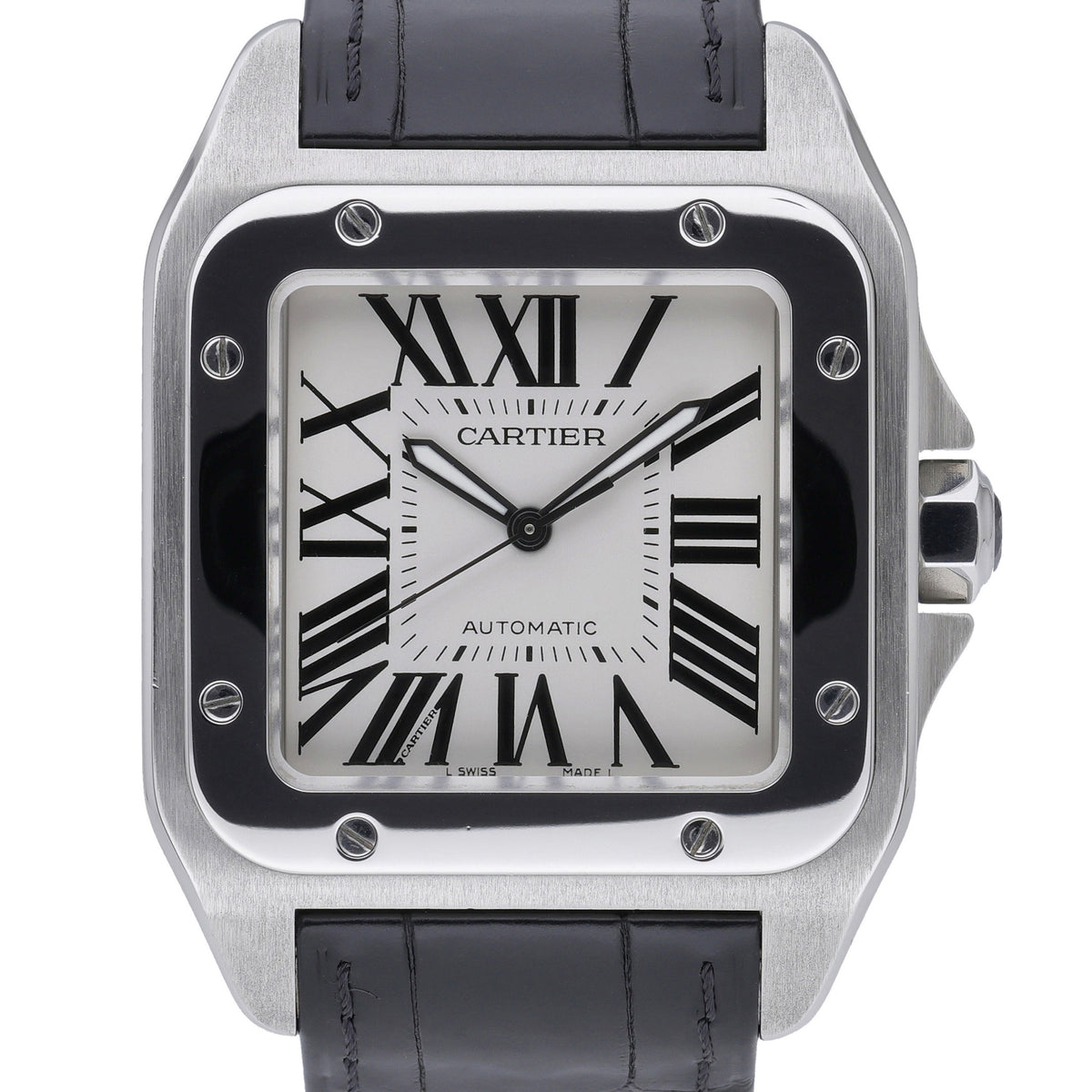 Cartier Santos 100 2656 with white dial and steel case