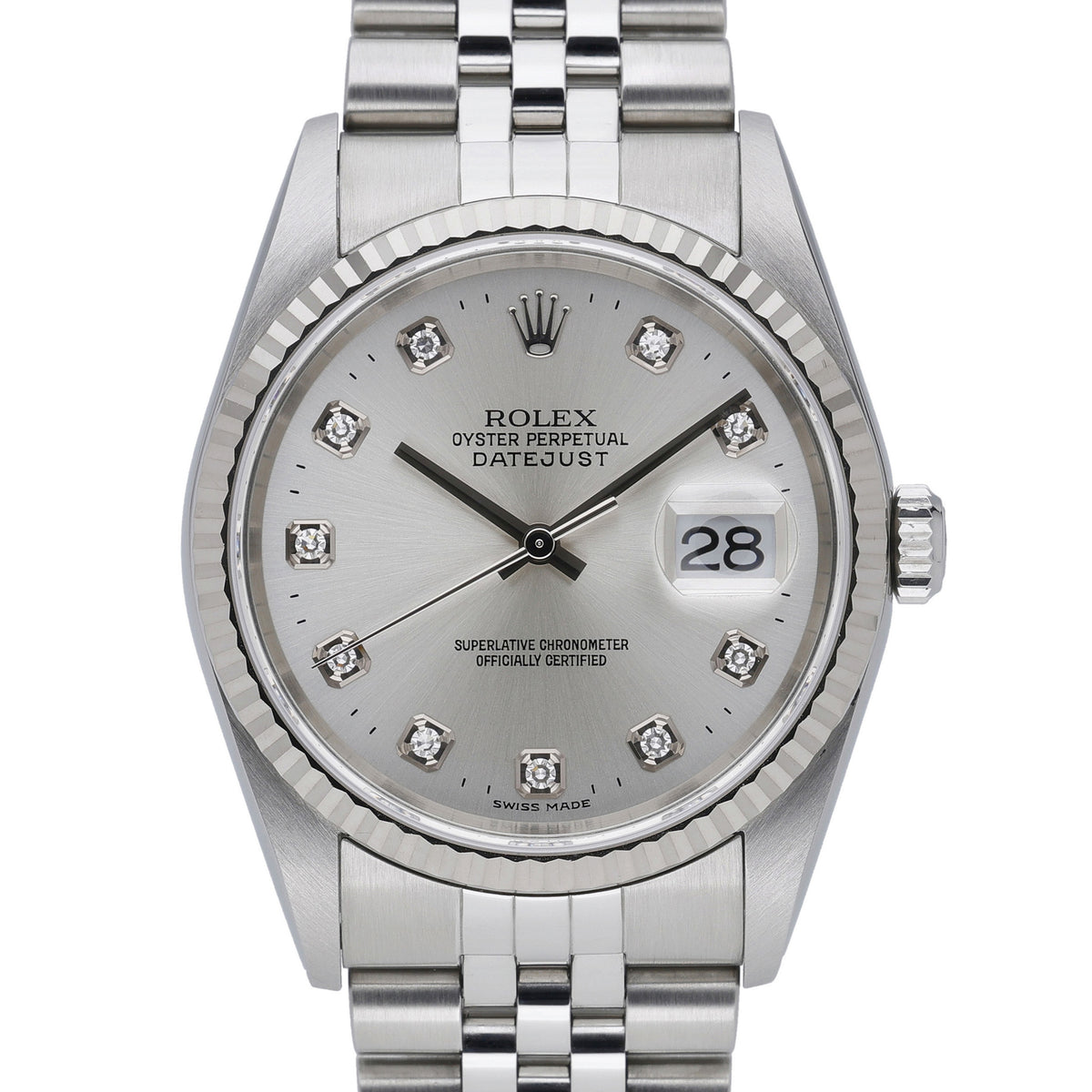 Rolex Datejust 16234 with silver dial and steel & white gold case