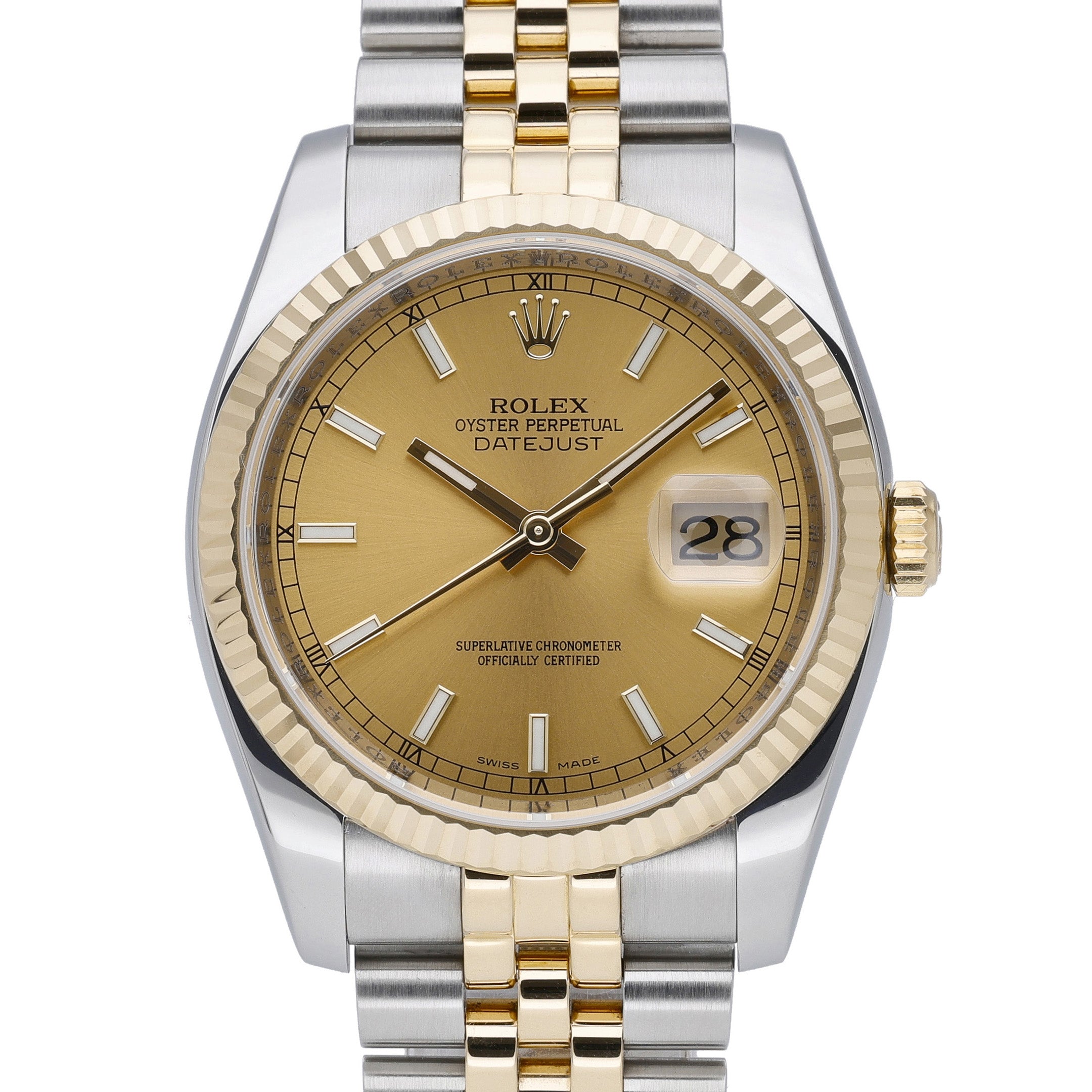 Rolex Datejust 116233 with champagne dial and steel & yellow gold case