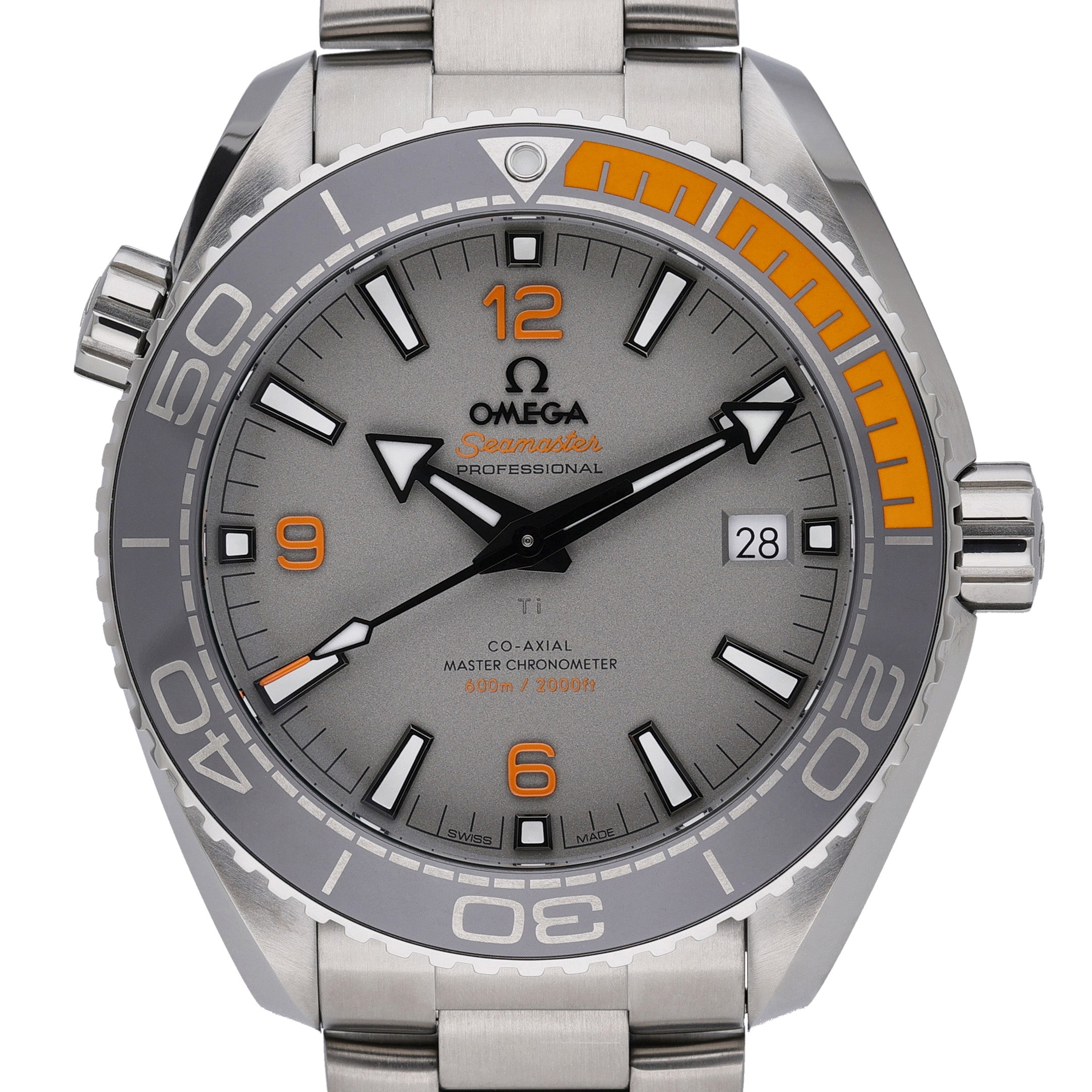 Omega Seamaster Planet Ocean 600 M 215.90.44.21.99.001 with grey dial and titanium case