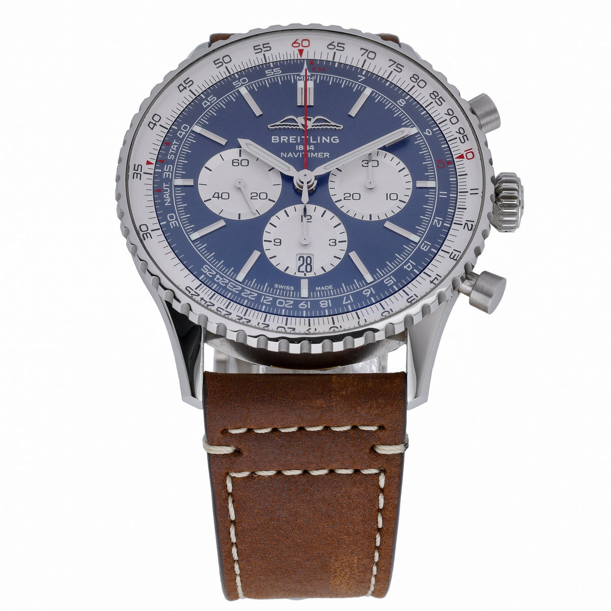 Breitling Navitimer 1 Chronograph GMT 46 AB0137211C1P1 with blue dial and steel case - product image 2