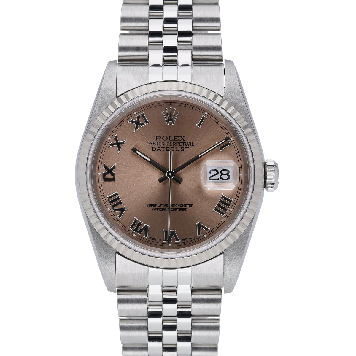 Rolex Datejust 16234 with salmon dial and steel & white gold case