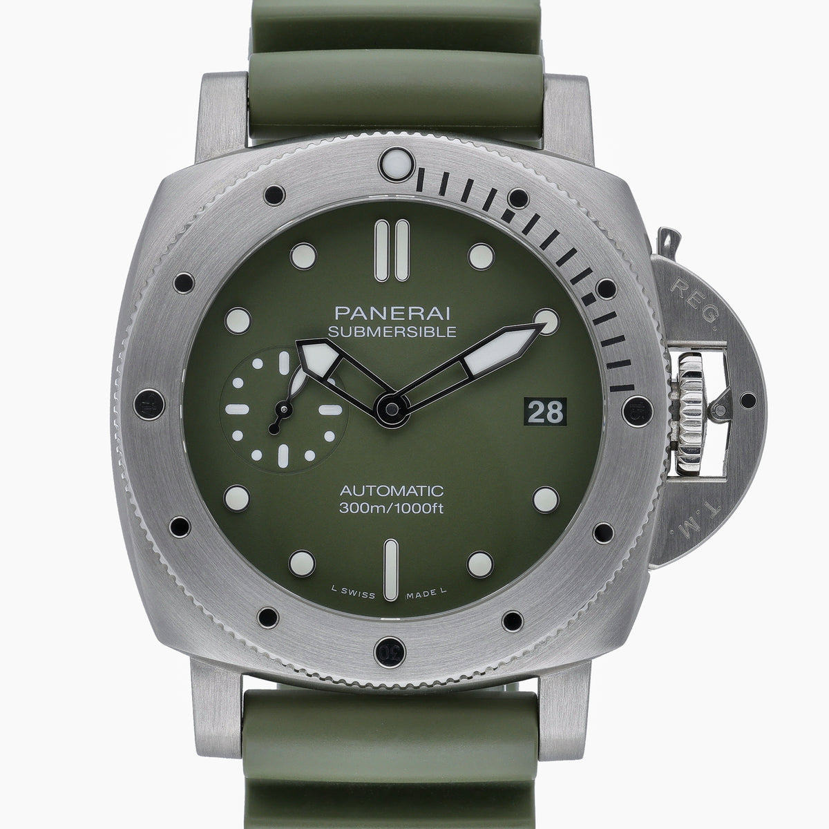 Panerai Submersible PAM01055 with green dial and steel case