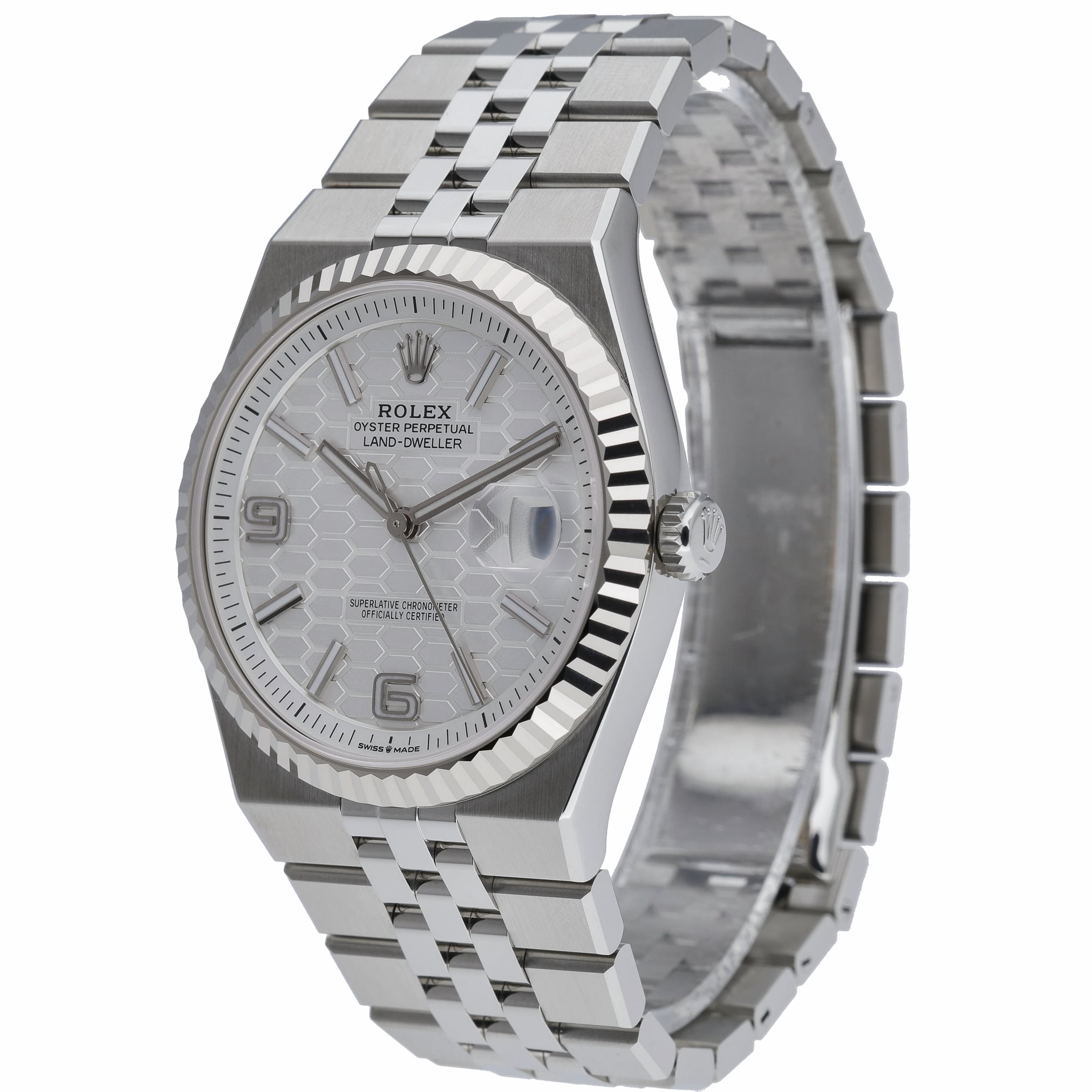 Rolex Land-Dweller 40 127334 with intense white, honeycomb motif dial and steel & white gold case - product image 3