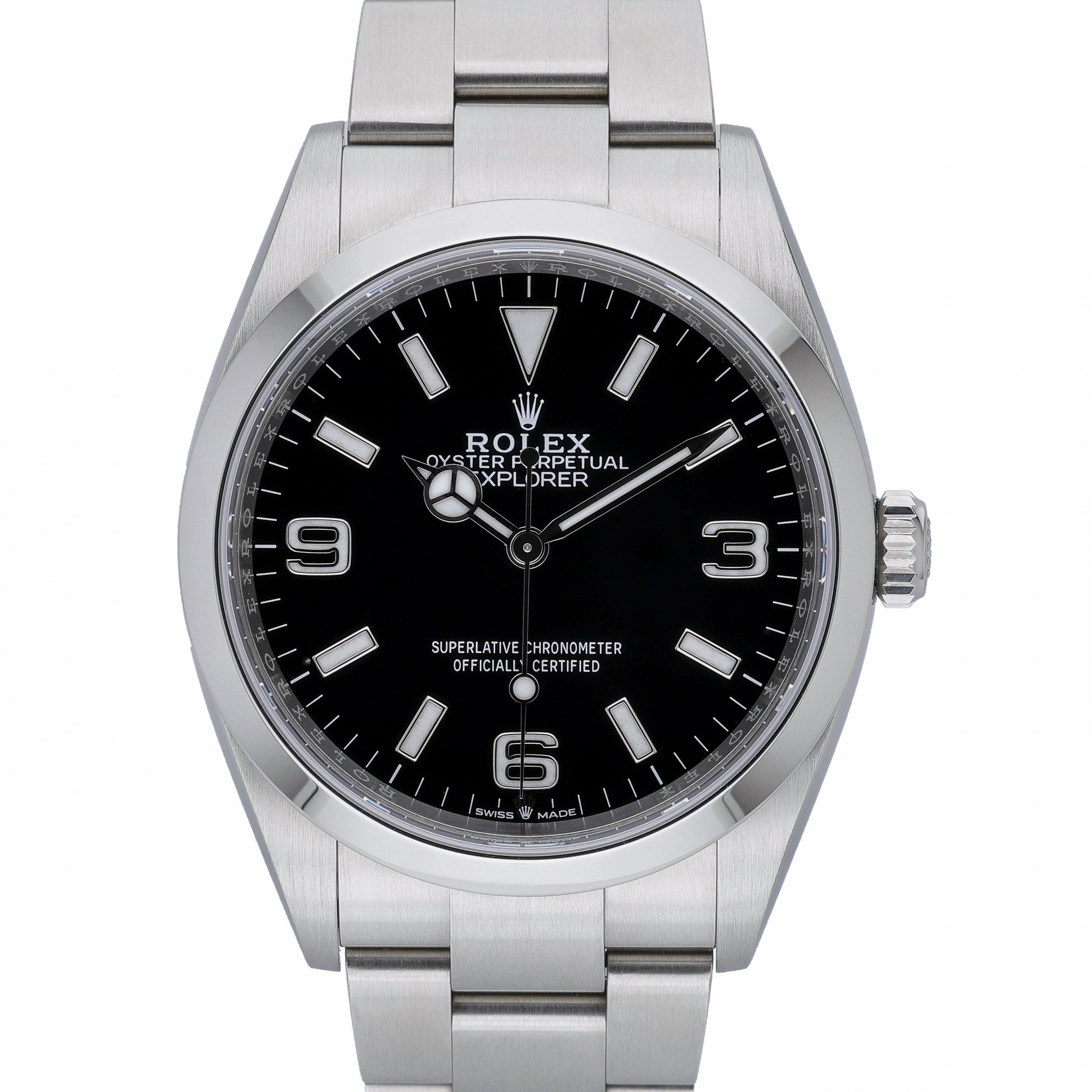 Rolex Explorer 124270 with black dial and oystersteel case