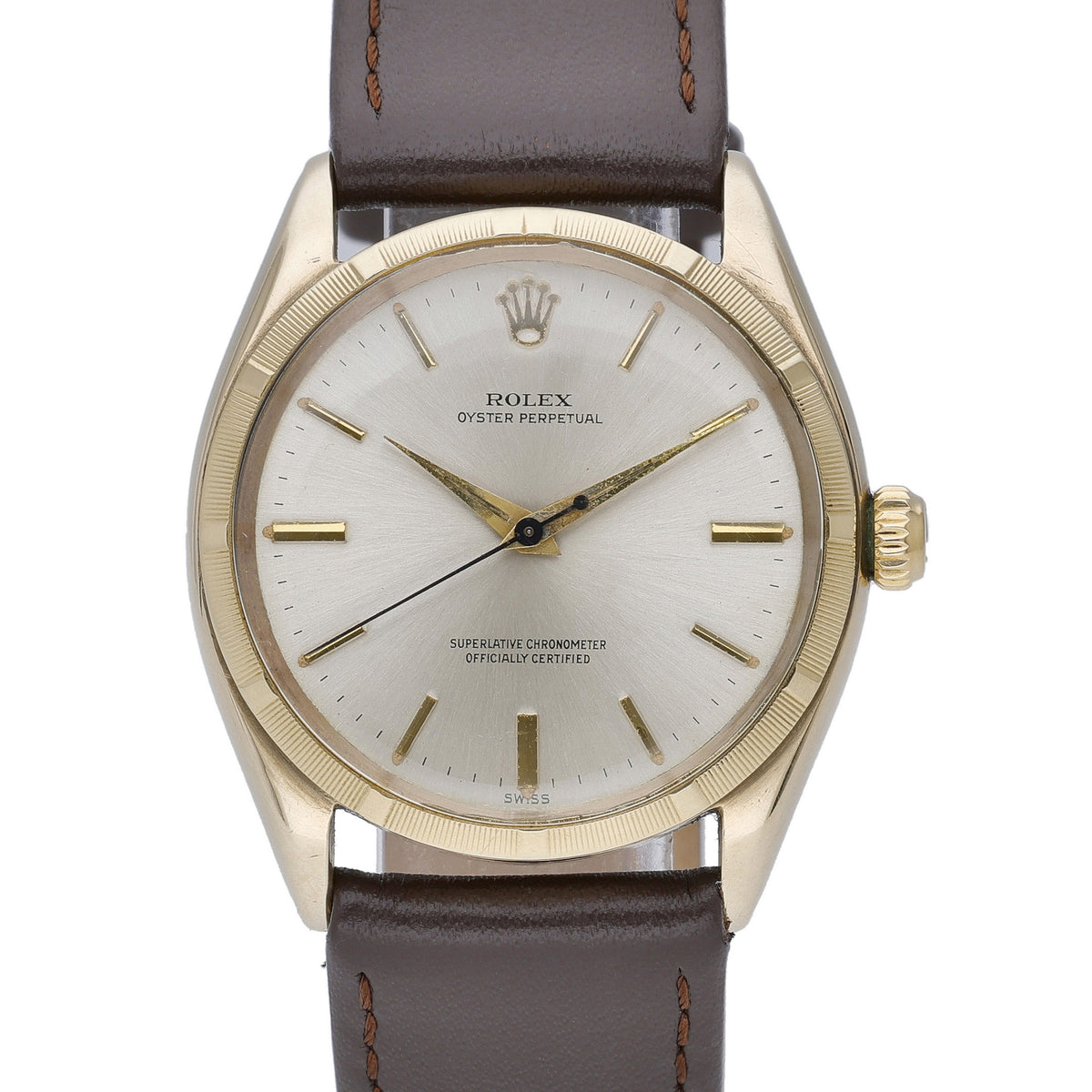 Rolex Oyster Perpetual 1003 with silver dial and 9ct yellow gold case