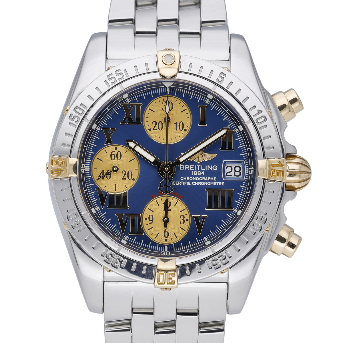 Breitling Chrono Cockpit B13357 with blue dial and steel case