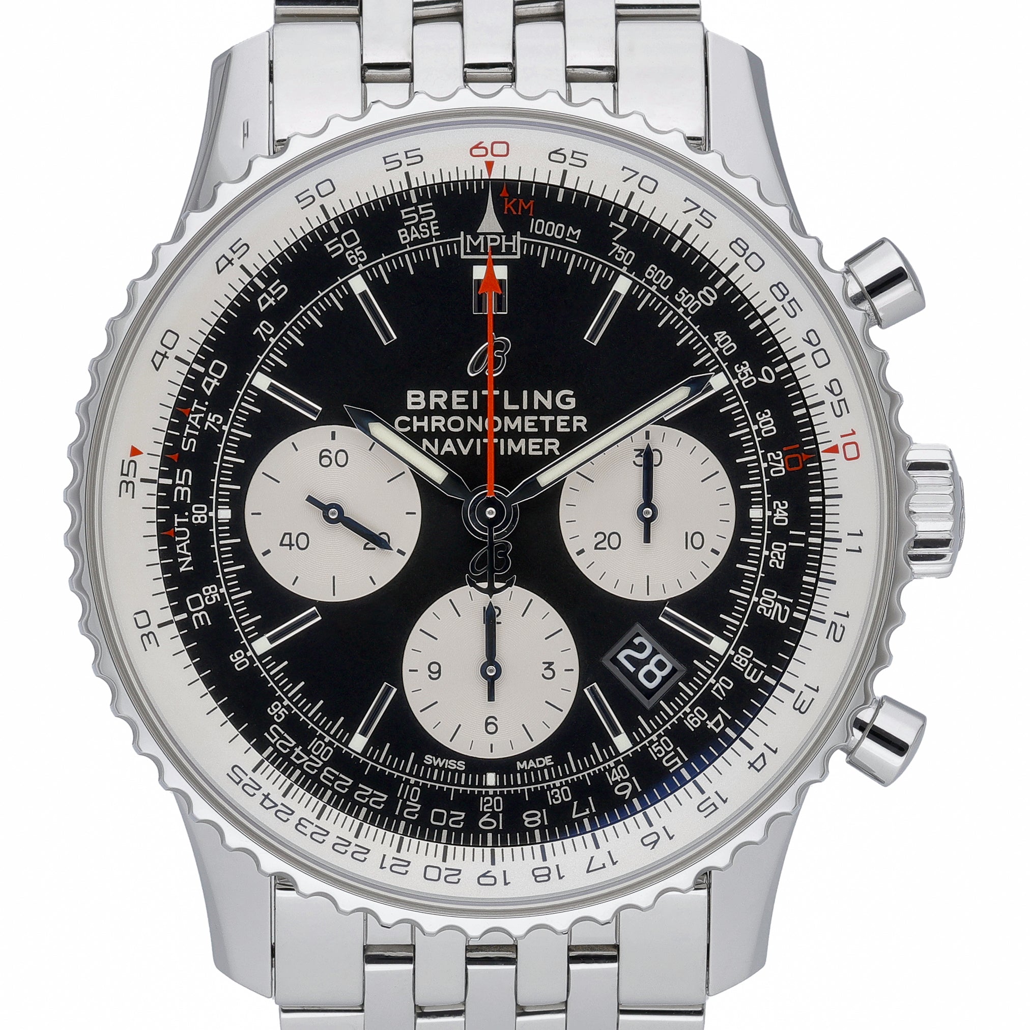 Breitling Navitimer B01 Chronograph 43 AB0121 with black dial and steel case