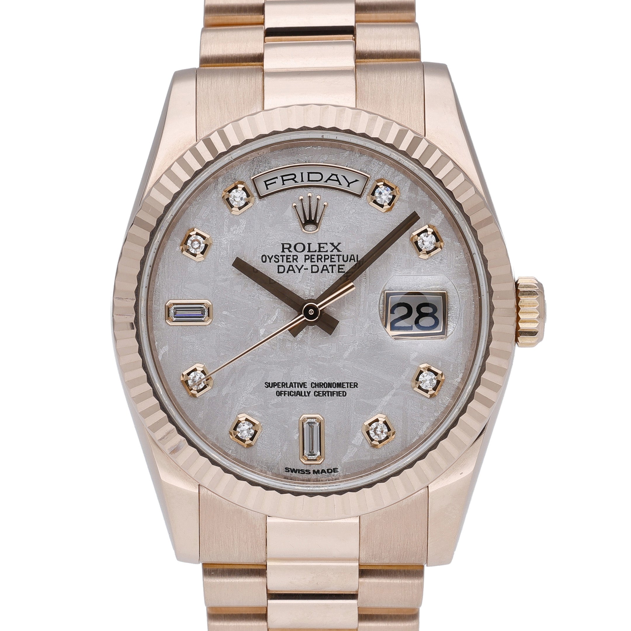Rolex Day-Date 118235 with meteorite dial and 18ct rose gold case