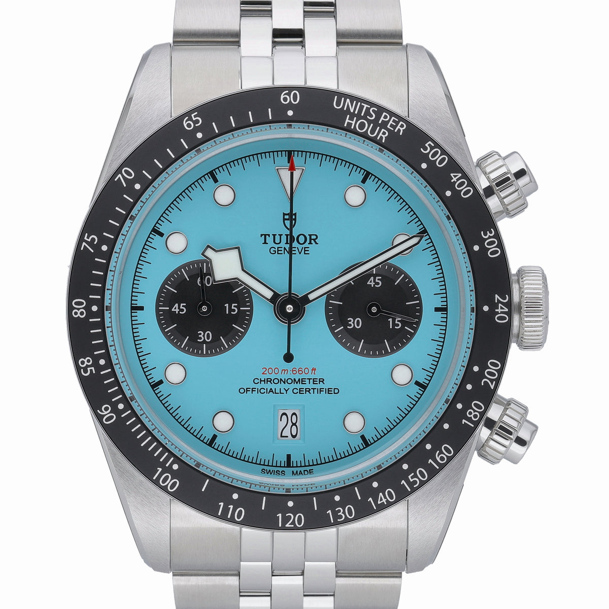 Tudor Black Bay Chrono 79360N with turquoise dial and steel case