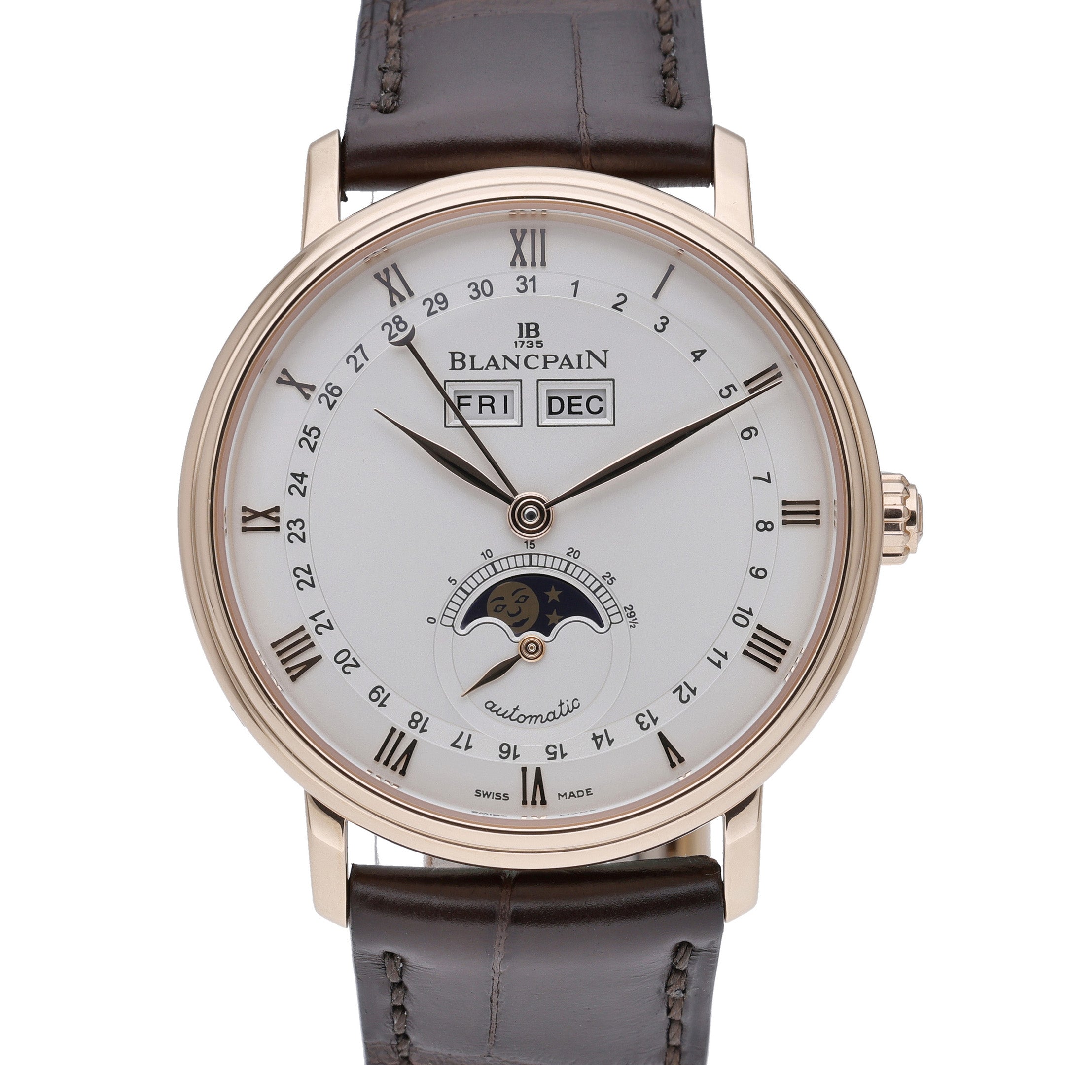 Blancpain Villeret 6263-3642A-55B with white dial and 18ct rose gold case